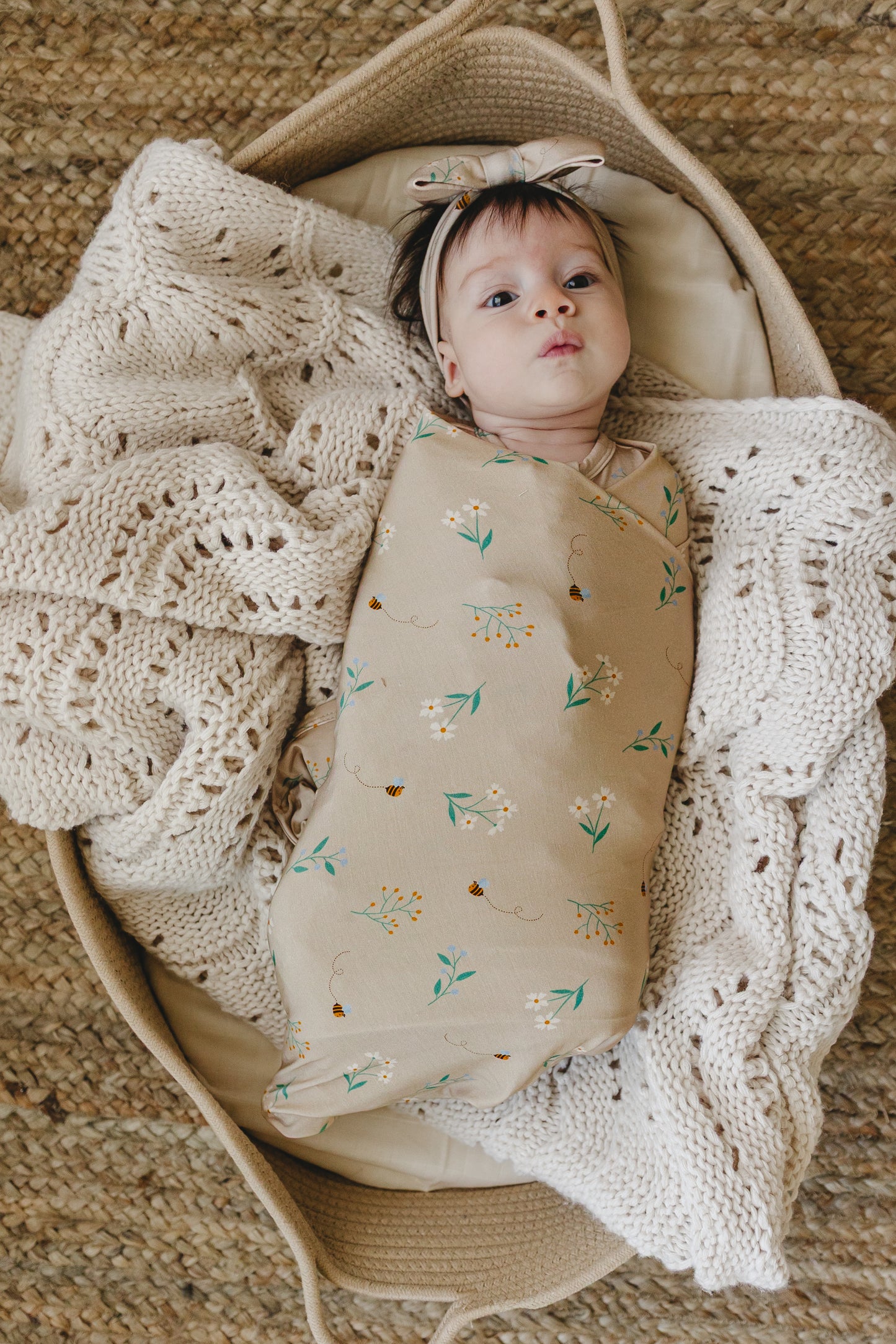 Swaddle Blanket & Knot Beanie Set | Rosy Reverie