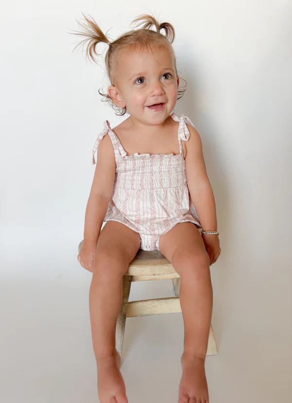 Rosy Reverie Bubble Tie Romper