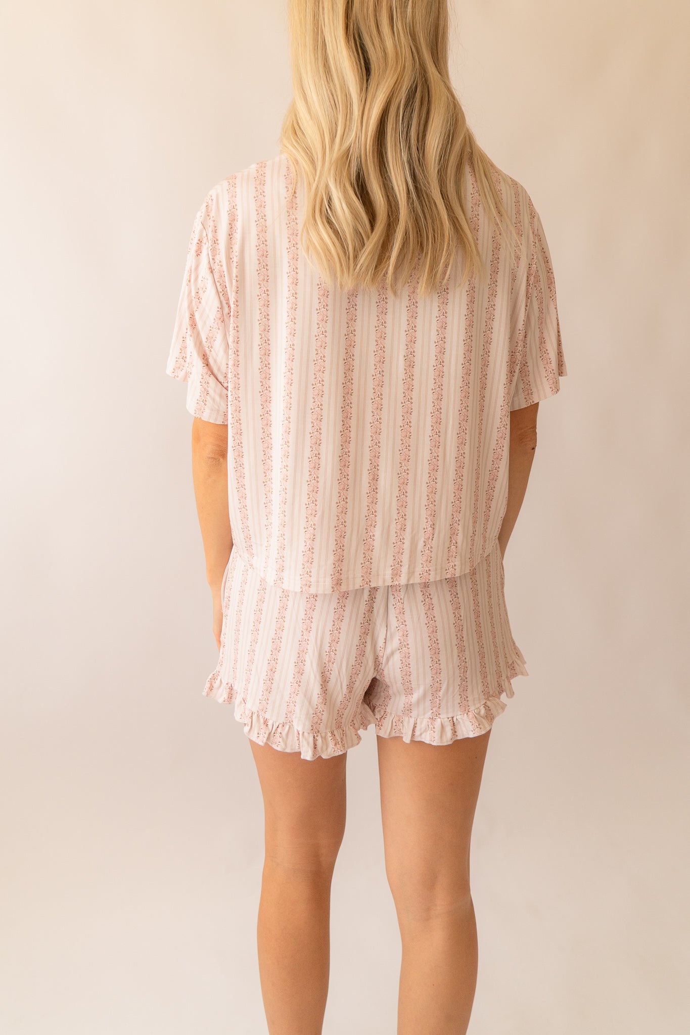Rosy Reverie Women's Bamboo Ruffle PJ Short Set