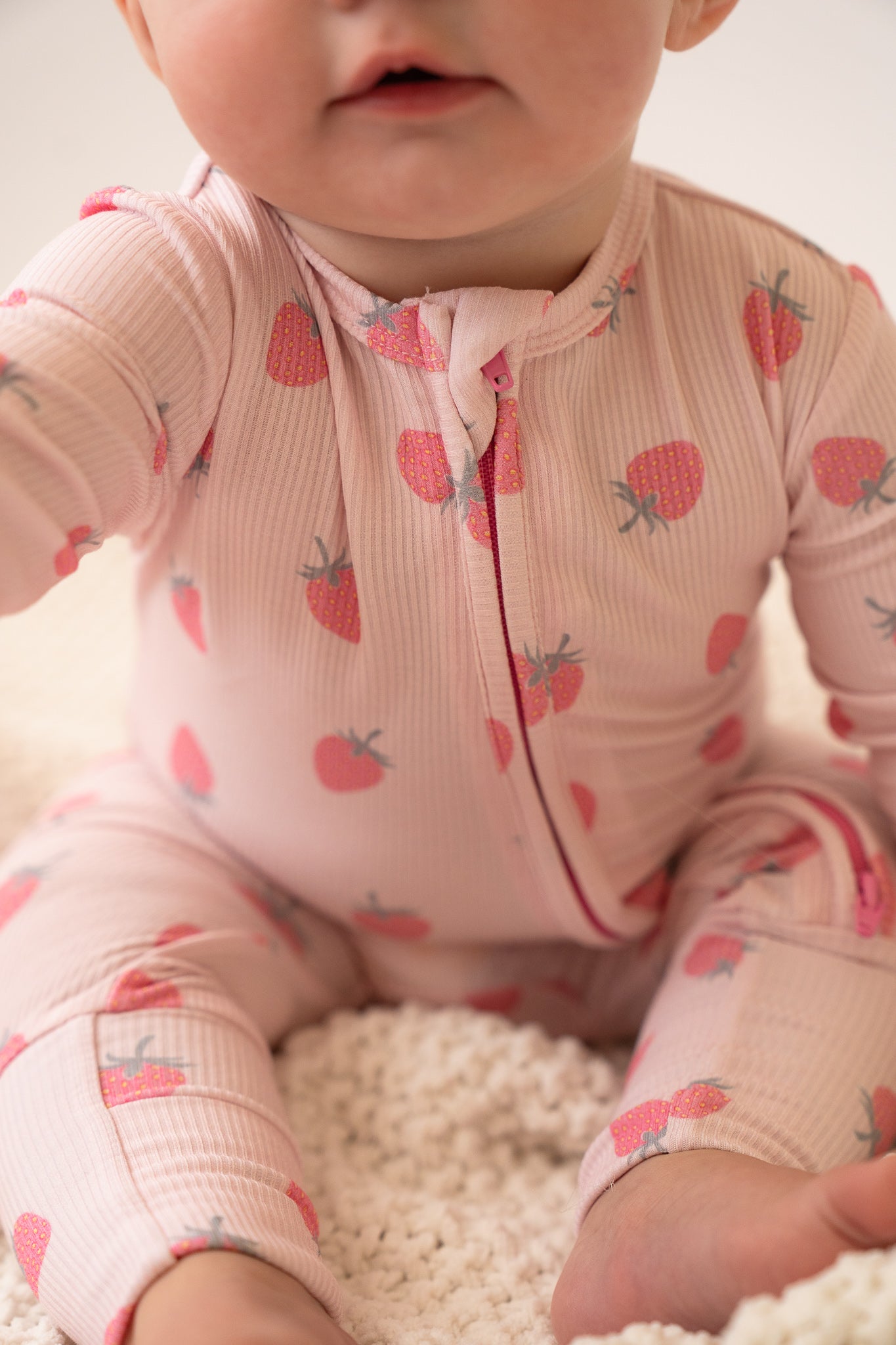 Strawberry Bamboo Zip Romper