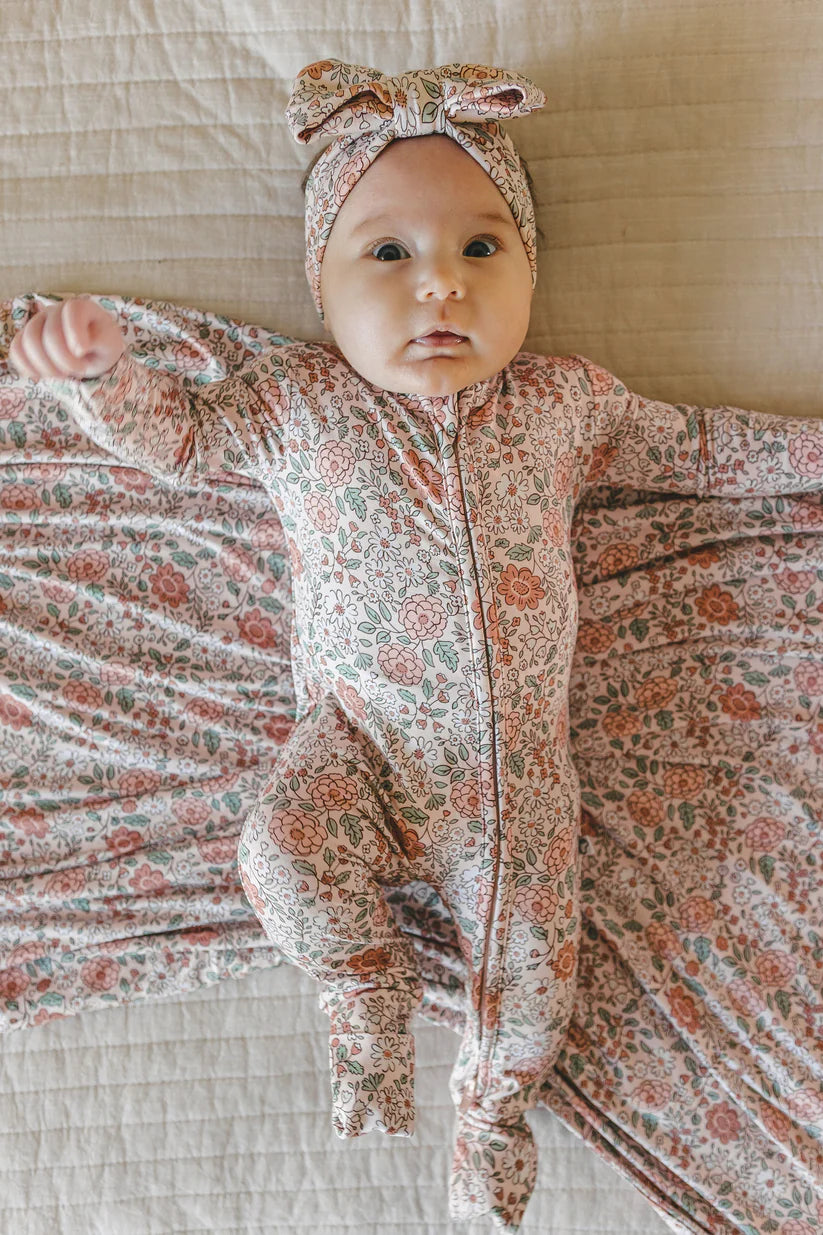 Swaddle Blanket & Knot Beanie Set | Rosy Reverie