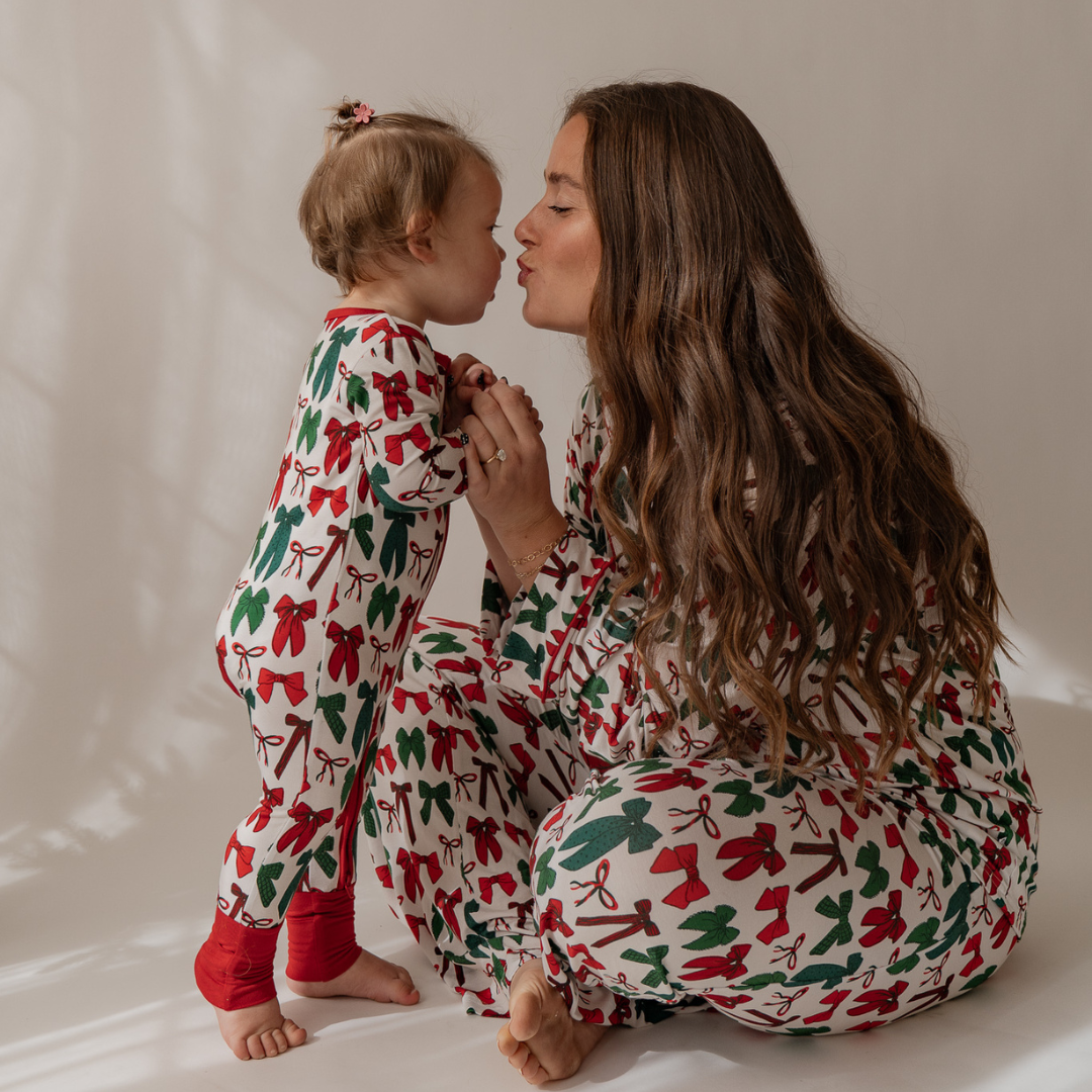 Holiday Bows Zip Onesie - little nessi