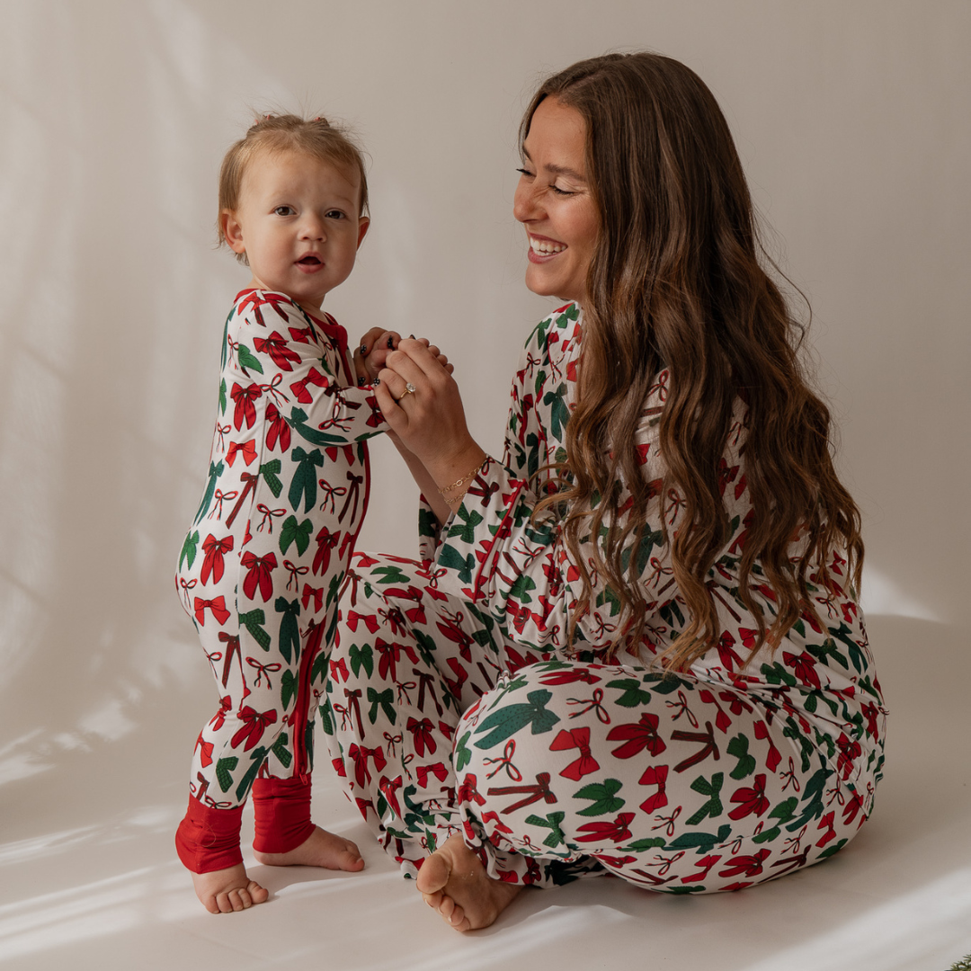 Holiday Bows Zip Onesie - little nessi