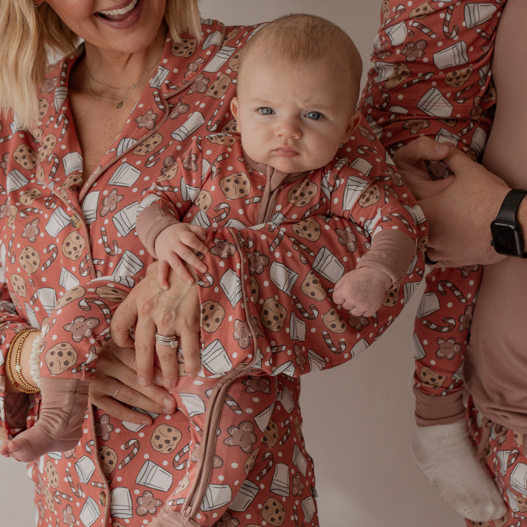 Milk & Cookies Zip Onesie - little nessi