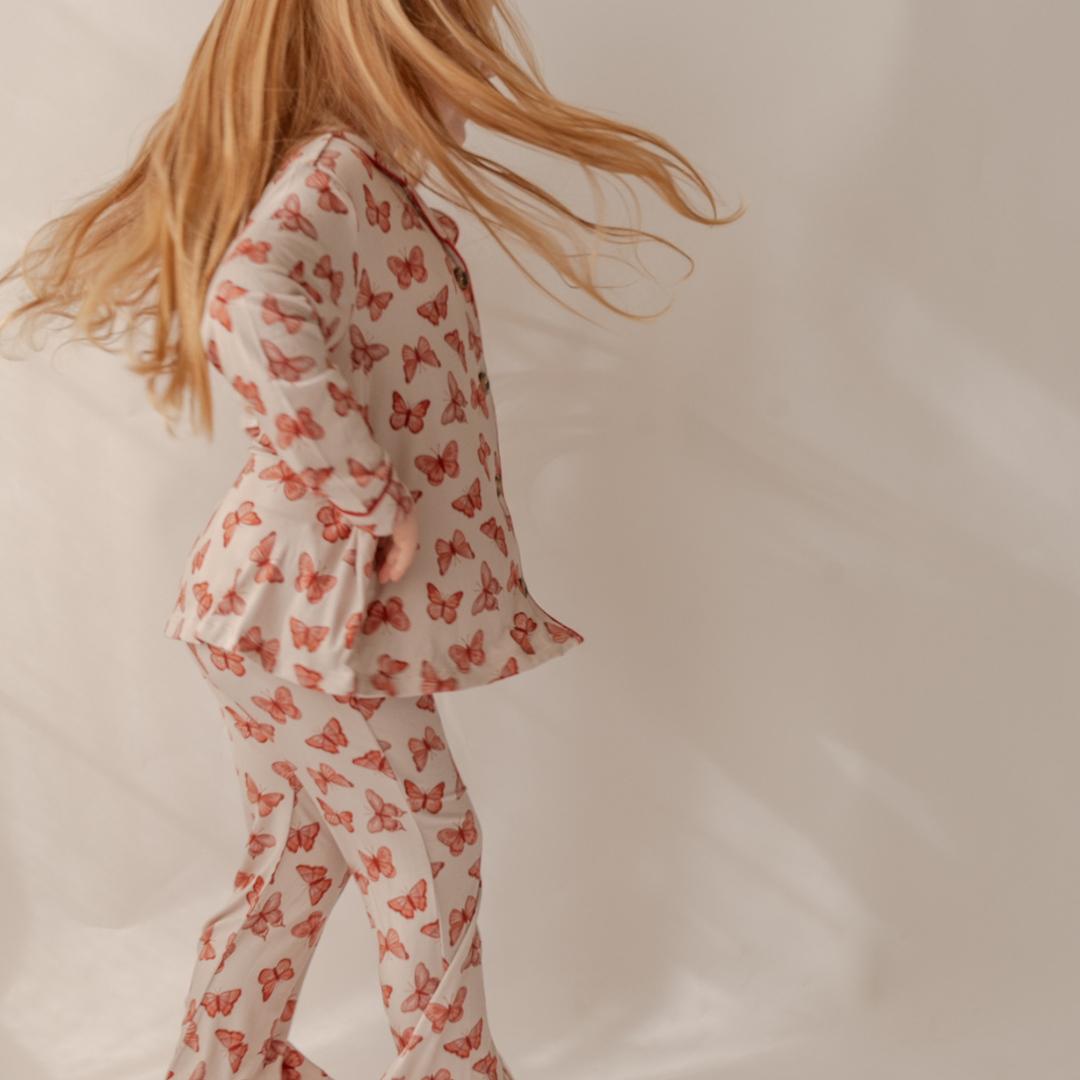 Butterfly Long Sleeve Flare Set Pajamas