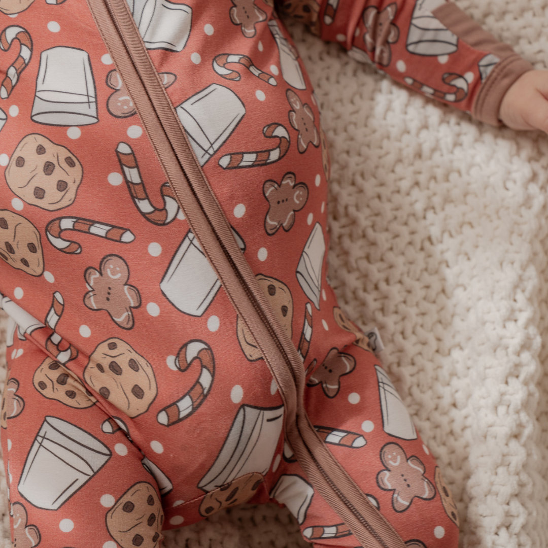 Milk & Cookies Zip Onesie - little nessi