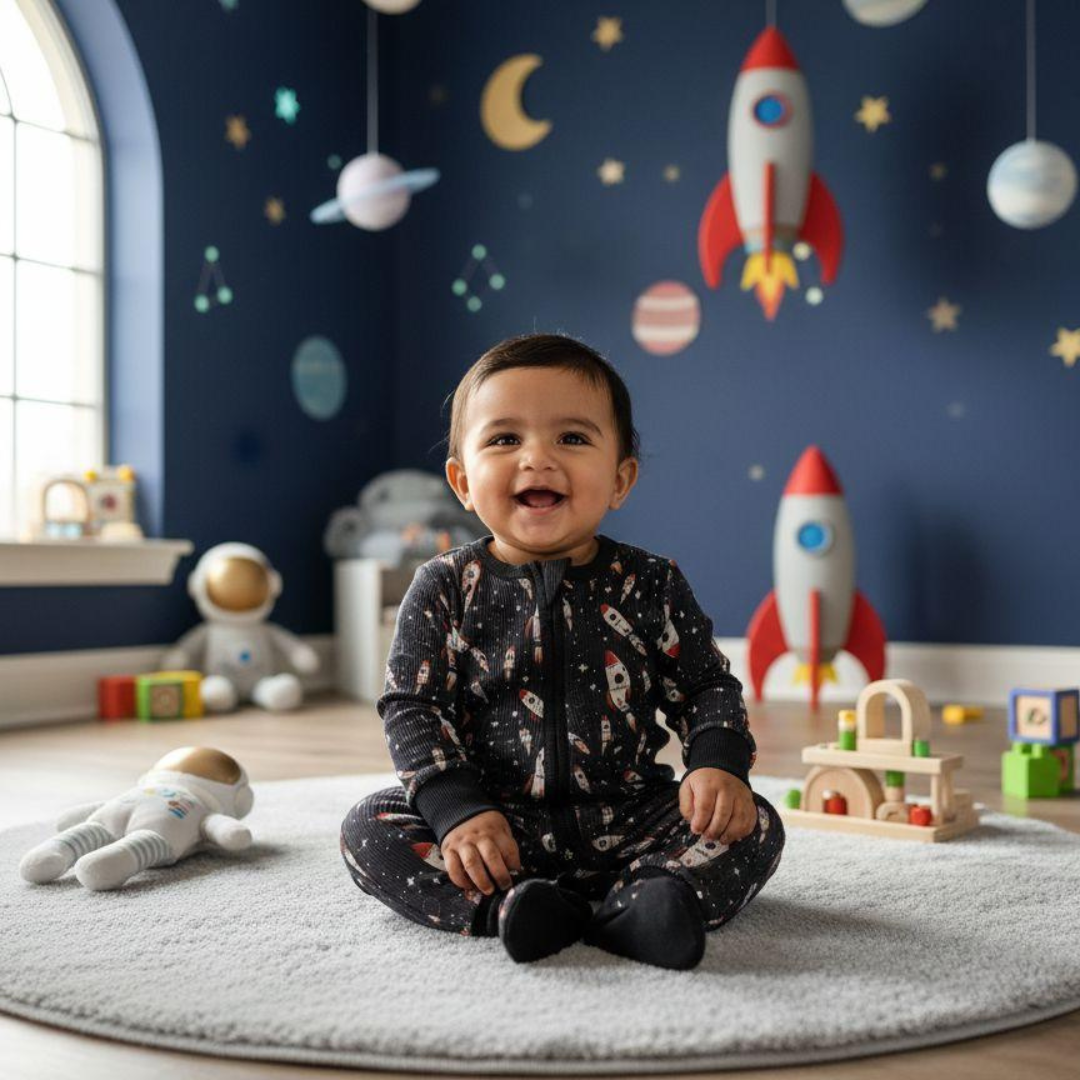 Rocketship Zip Onesie