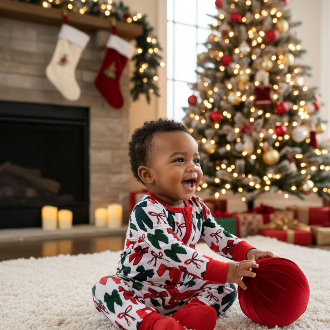 Holiday Bows Zip Onesie - little nessi