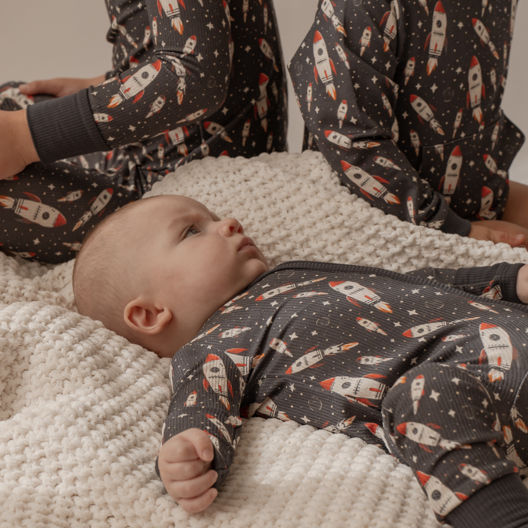 Rocketship Zip Onesie
