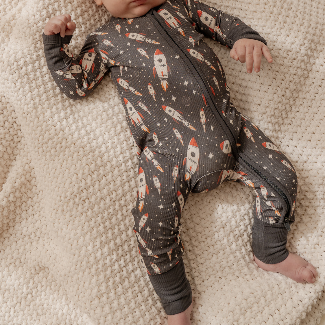 Rocketship Zip Onesie
