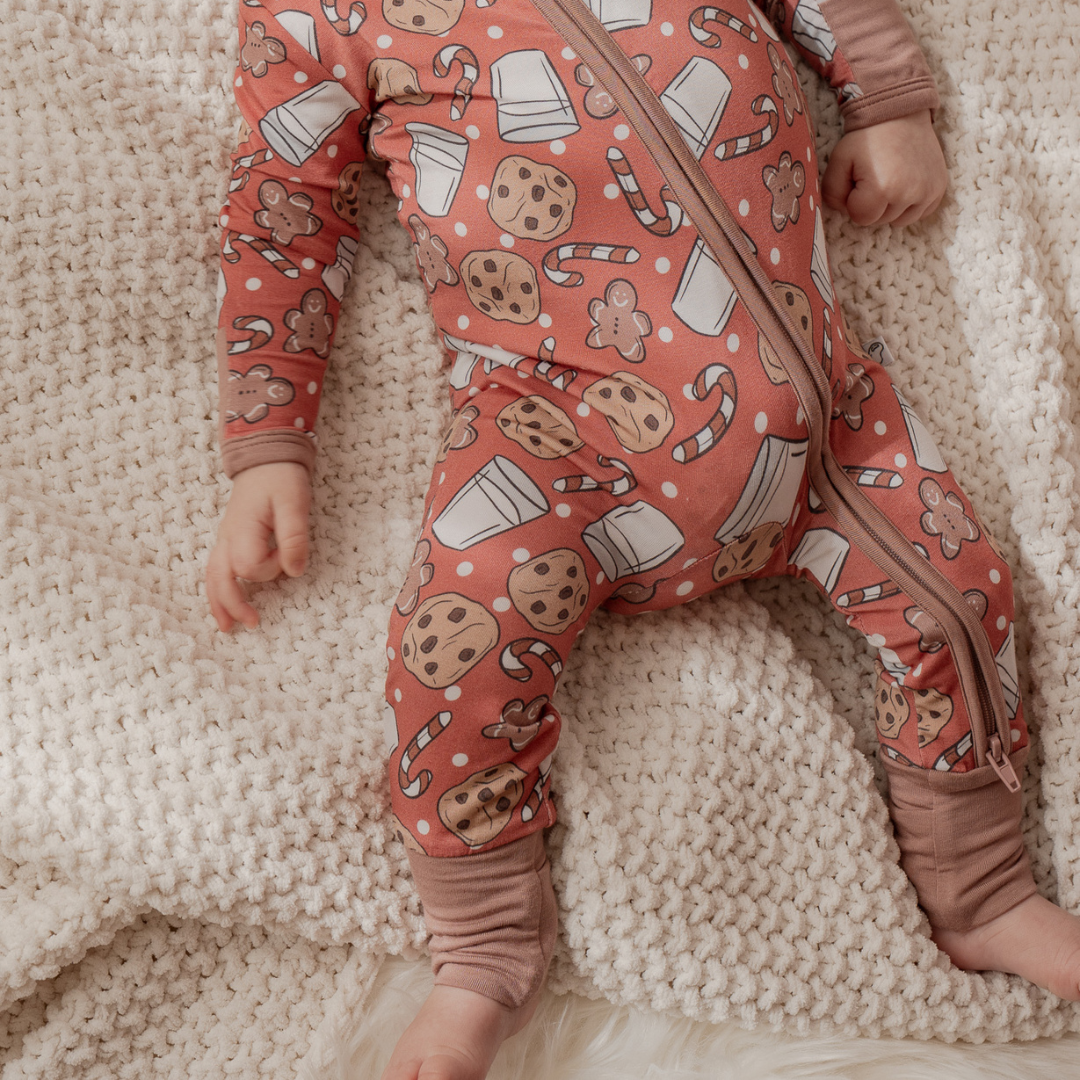Milk & Cookies Zip Onesie - little nessi