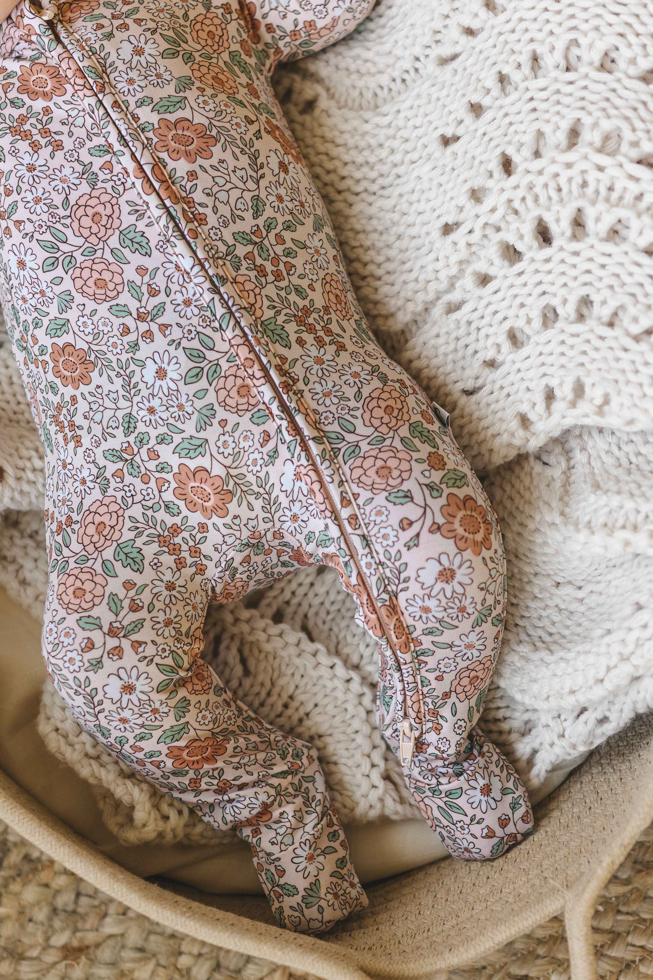 Vintage Bloom Bamboo Zip Onesie