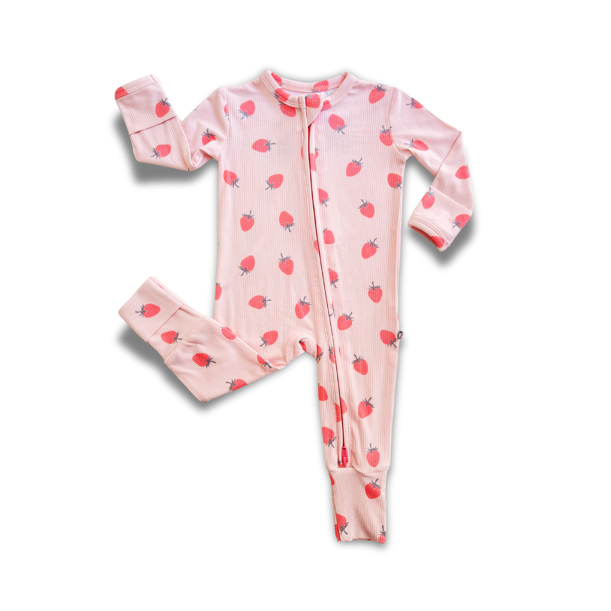 Strawberry Bamboo Zip Onesie - little nessi