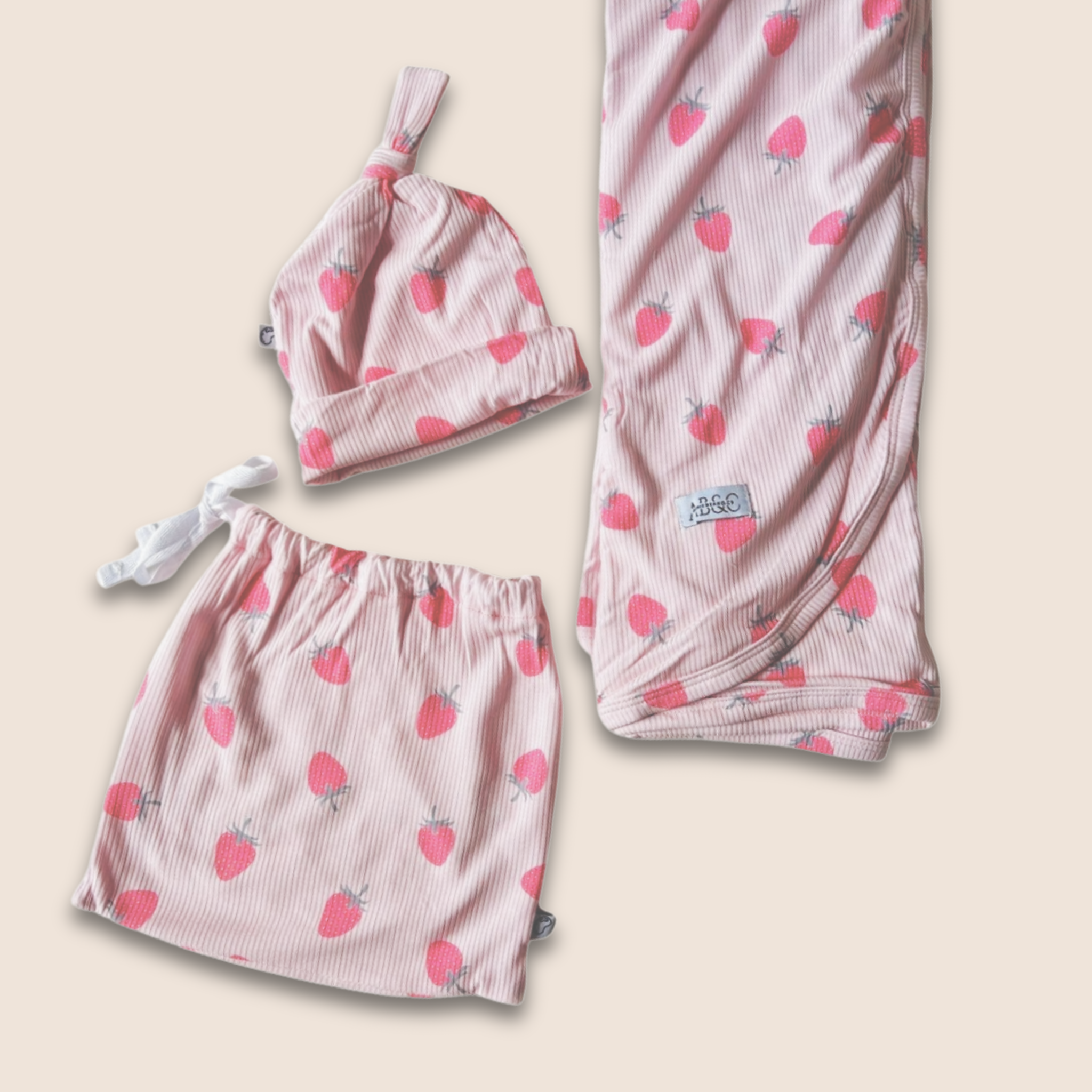 Strawberry Swaddle Blanket & Beanie Set