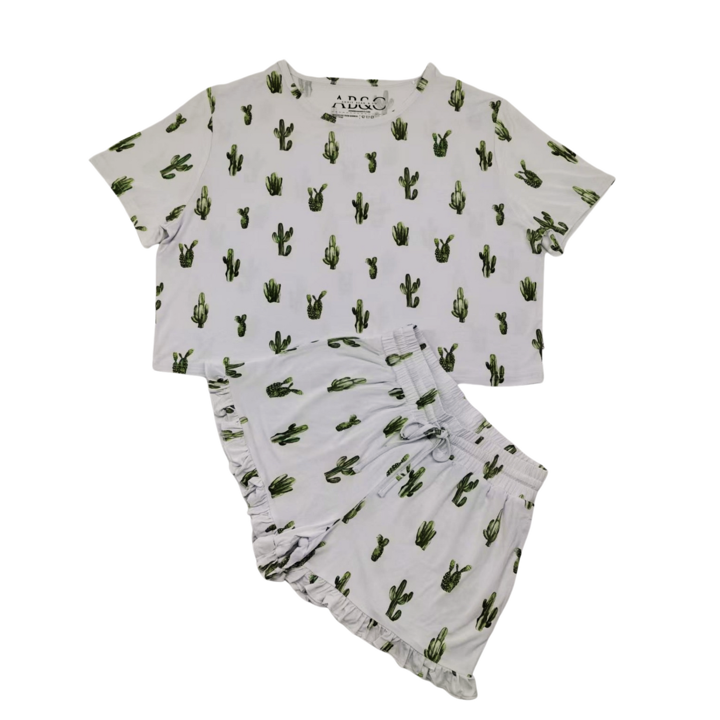 Women's Bamboo Ruffle Pajama Short Set | Cactus Cutie