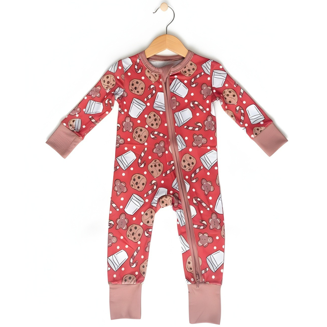 Milk & Cookies Zip Onesie - little nessi