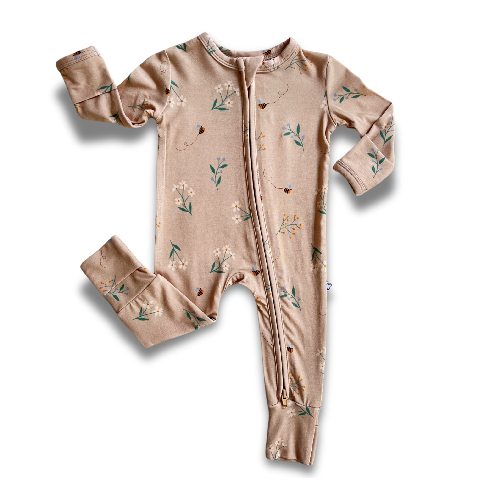 Honey Blossom Bamboo Zip Onesie - little nessi