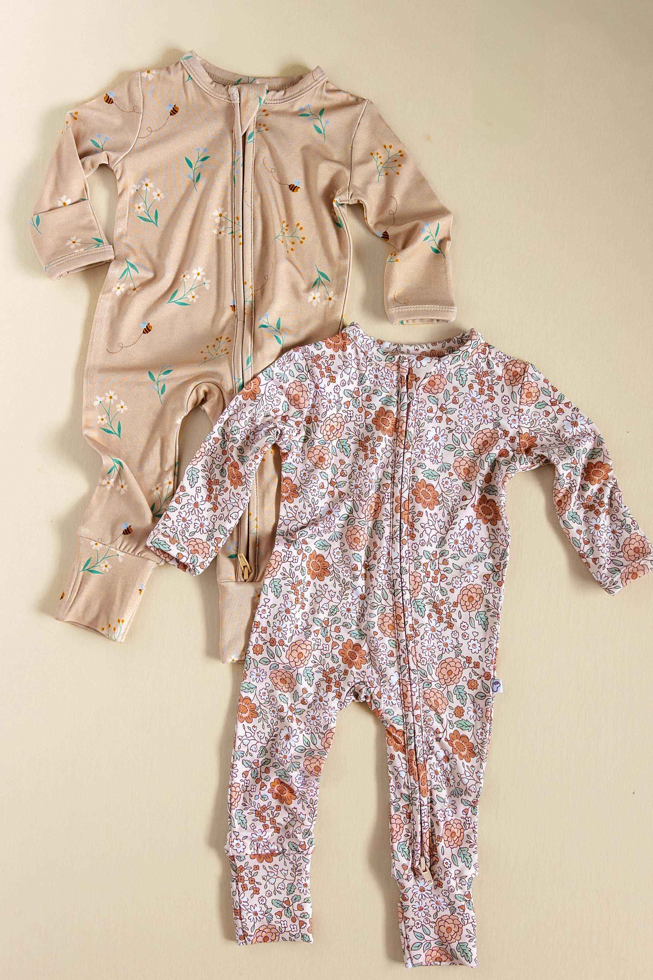 Honey Blossom Bamboo Zip Onesie - little nessi