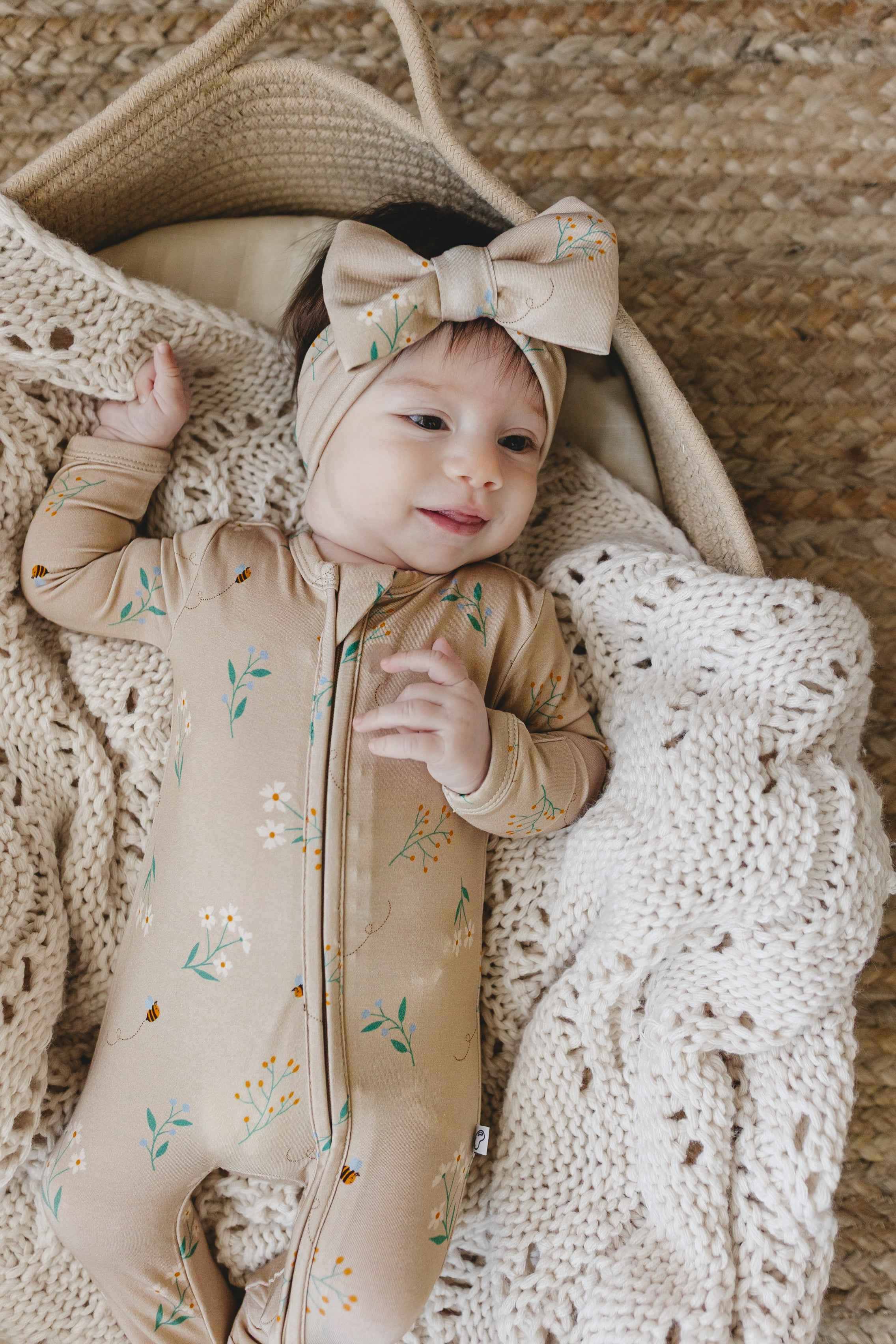 Honey Blossom Bamboo Zip Onesie - little nessi