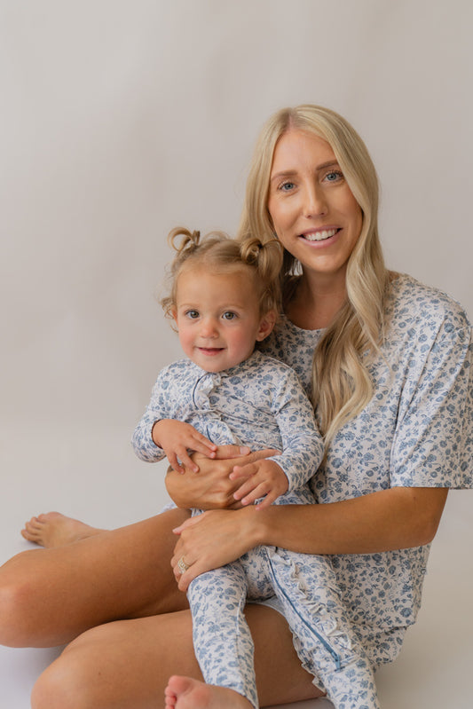 Women's Bamboo Ruffle Pajama Short Set | Bluebell Bloom