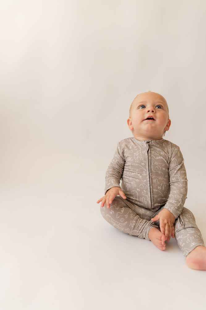 Dino Daze Bamboo Zip Onesie - little nessi
