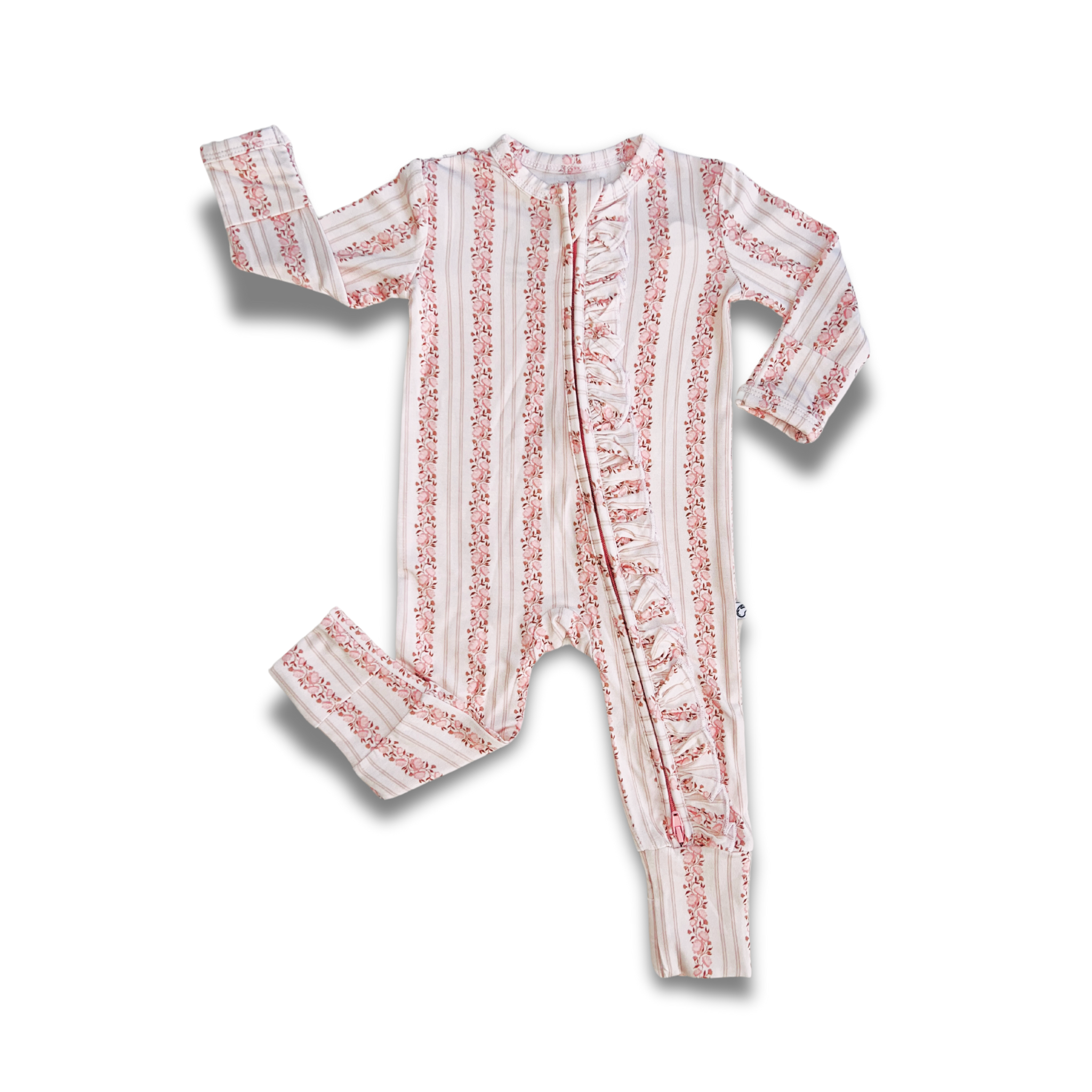 Rosy Reverie Ruffles Zip Romper Onesie - little nessi