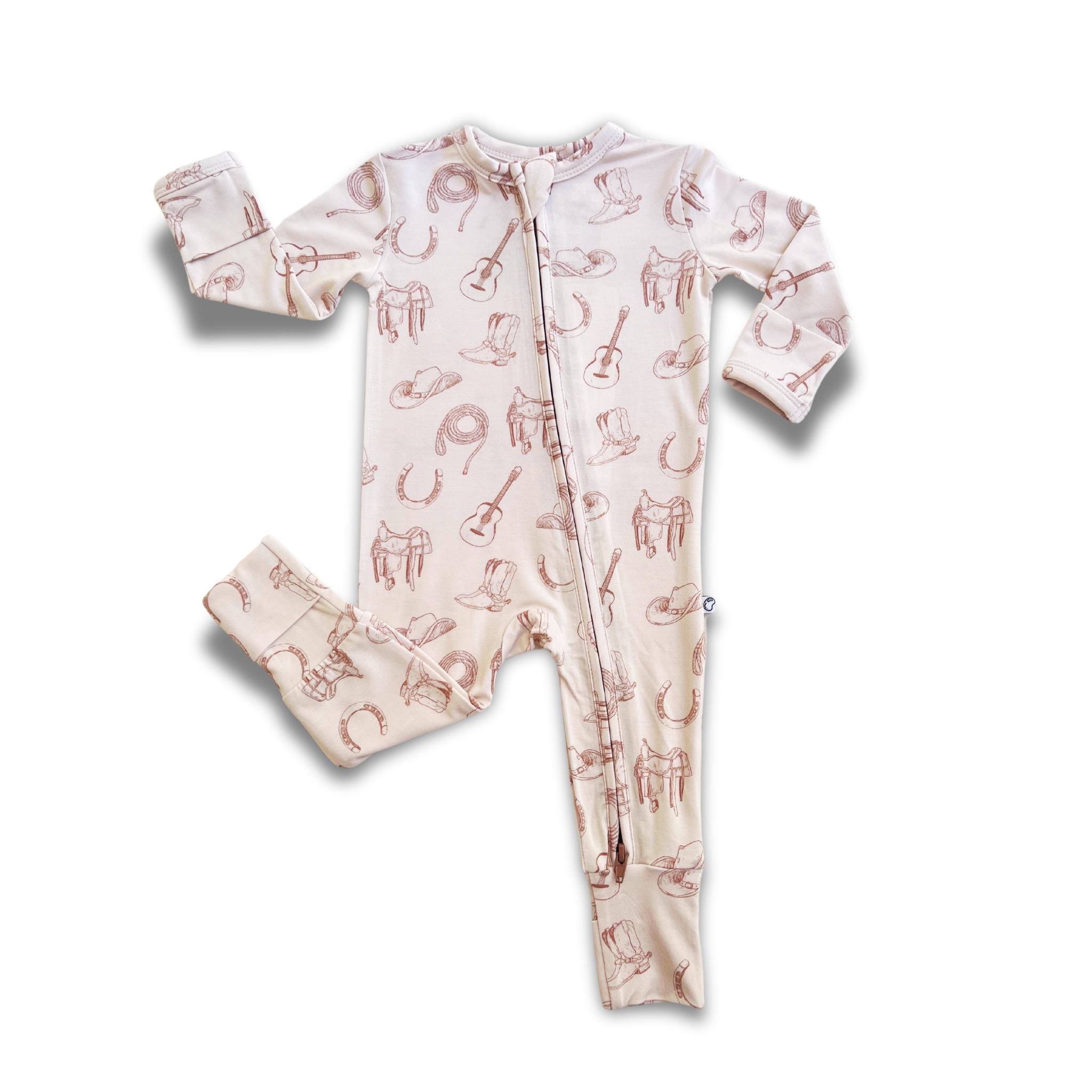 Tiny Wrangler Bamboo Zip Onesie - little nessi
