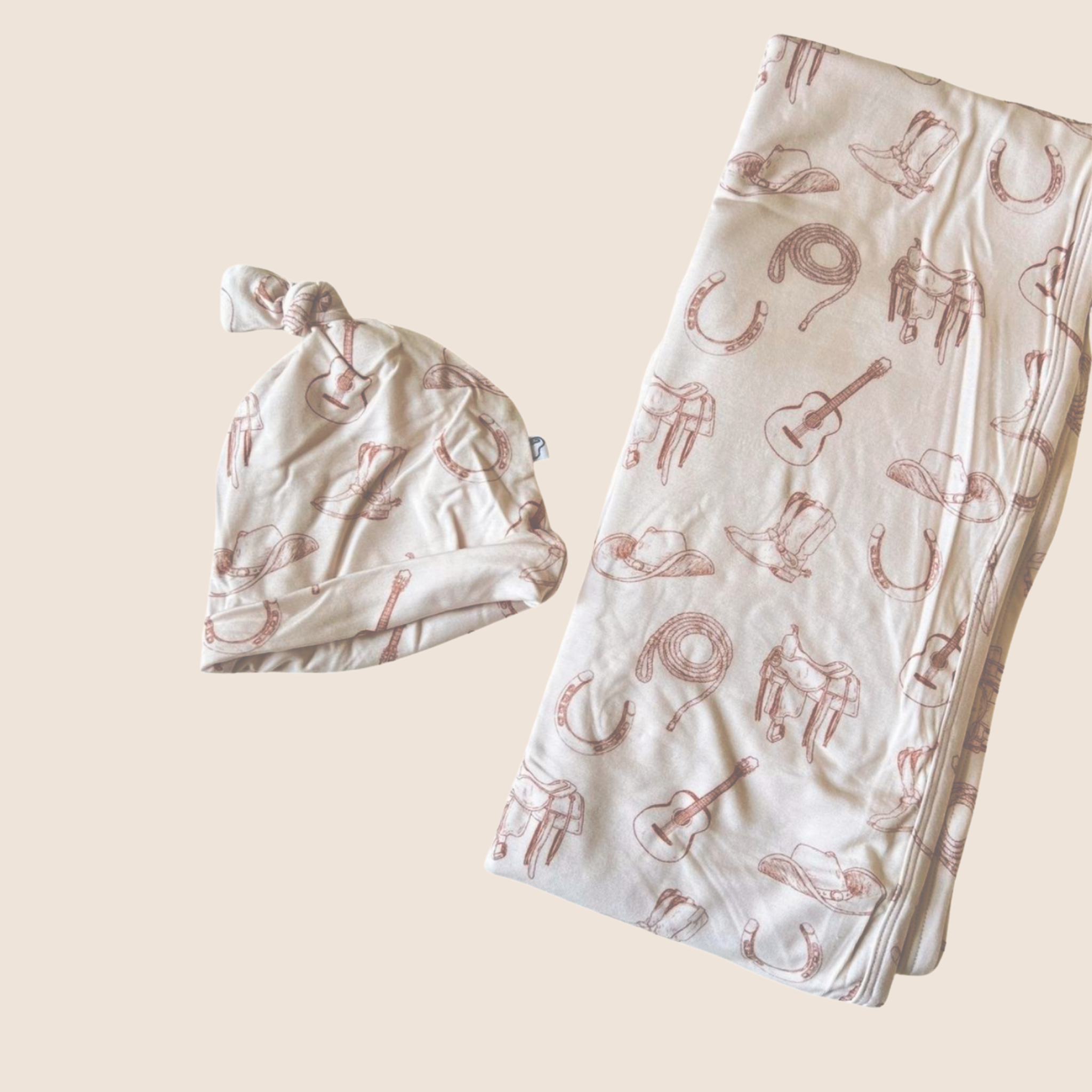 Tiny Wrangler Swaddle Blanket & Beanie Set