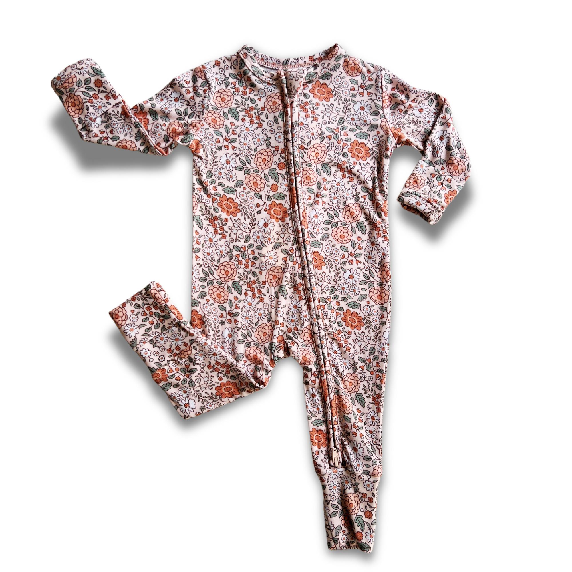 Vintage Bloom Bamboo Zip Onesie