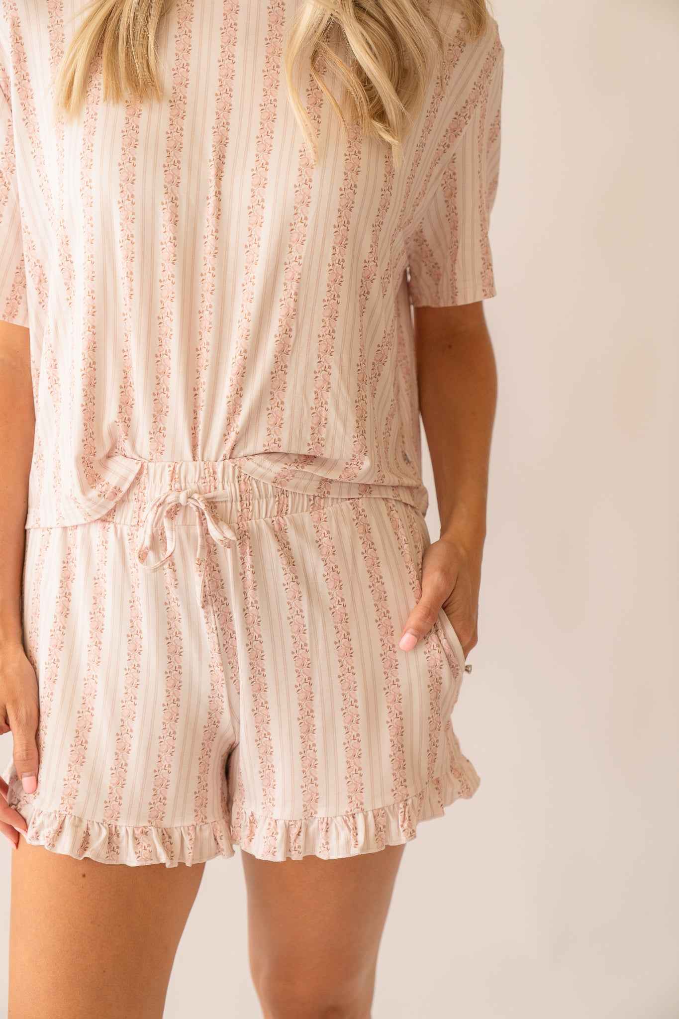 Rosy Reverie Women's Bamboo Ruffle PJ Short Set - little nessi