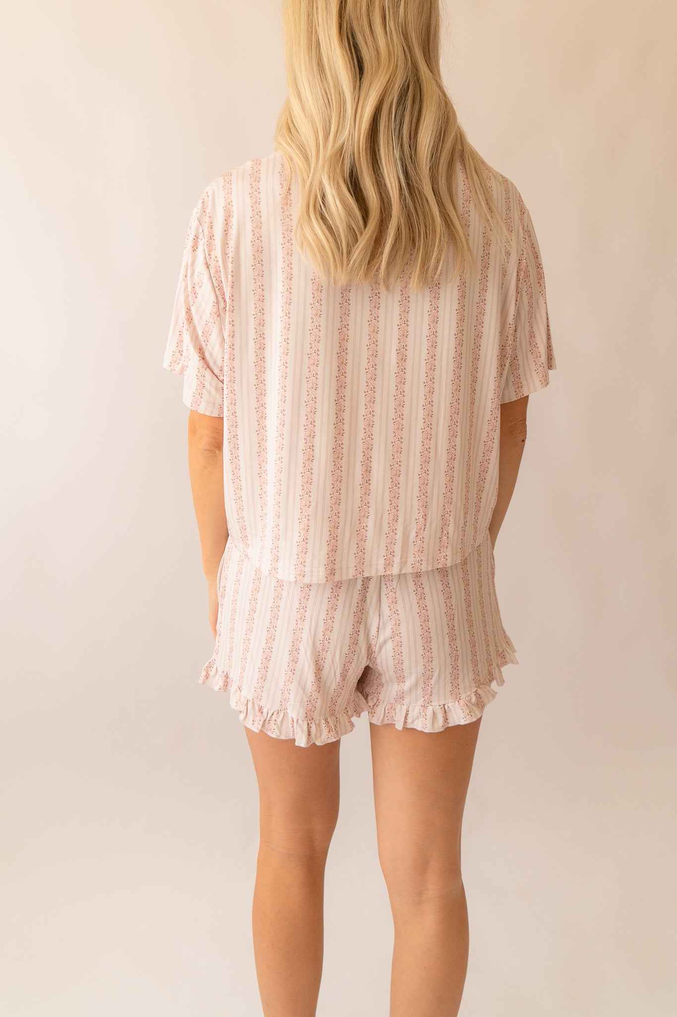 Rosy Reverie Women's Bamboo Ruffle PJ Short Set - little nessi