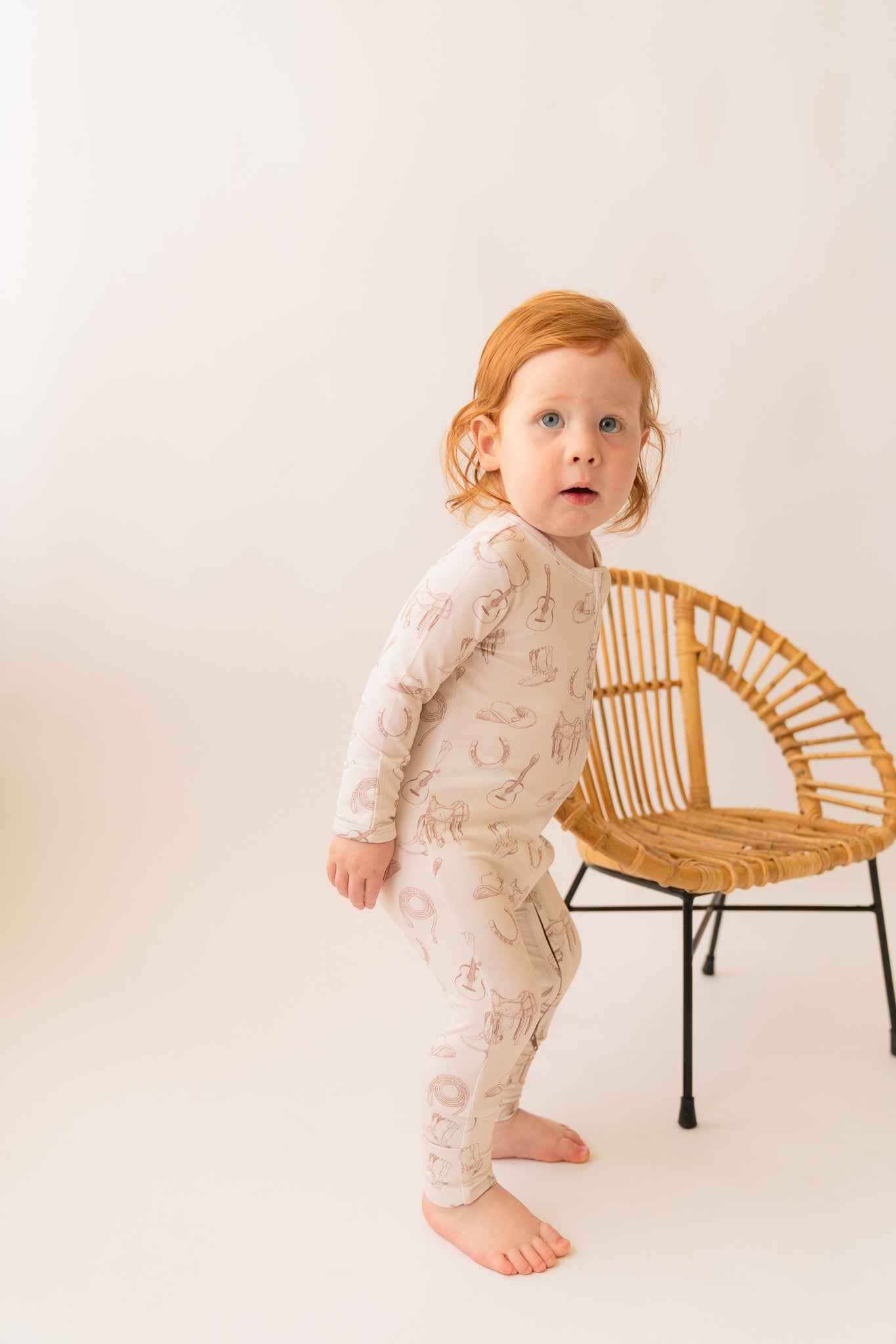 Tiny Wrangler Bamboo Zip Onesie - little nessi