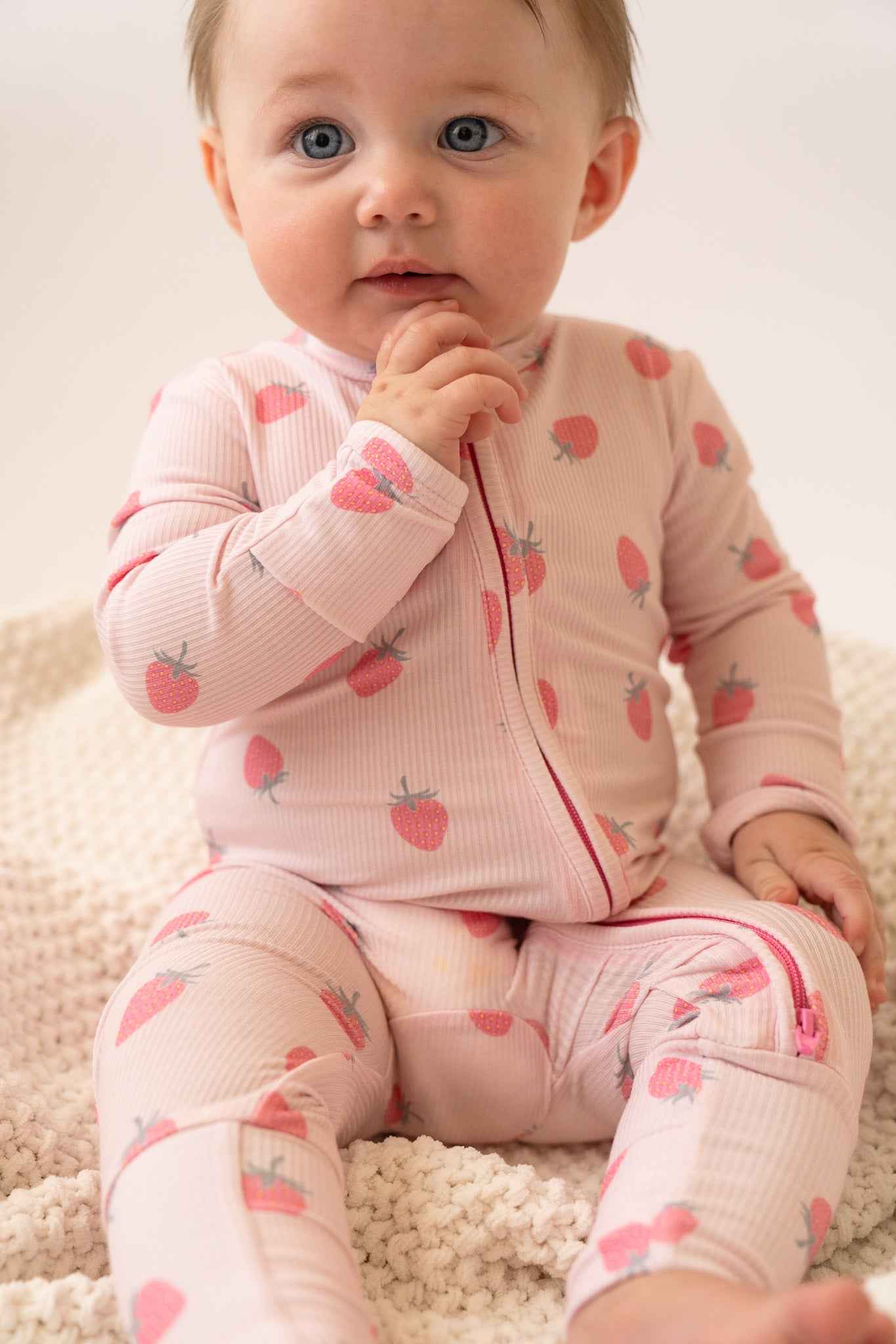 Strawberry Bamboo Zip Onesie - little nessi