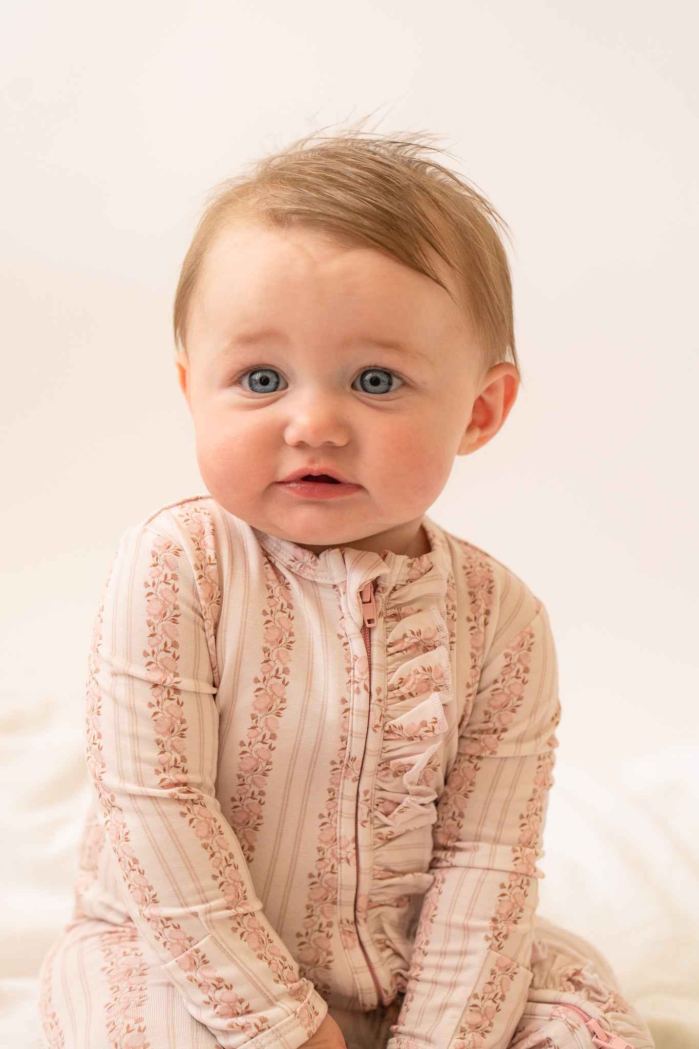 Rosy Reverie Ruffles Zip Romper Onesie - little nessi