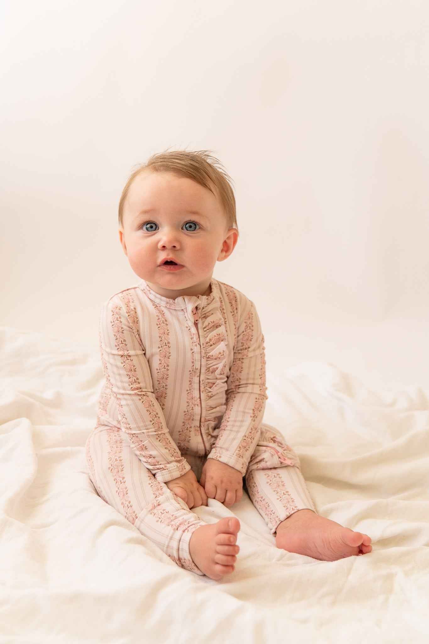 Rosy Reverie Ruffles Zip Romper Onesie - little nessi
