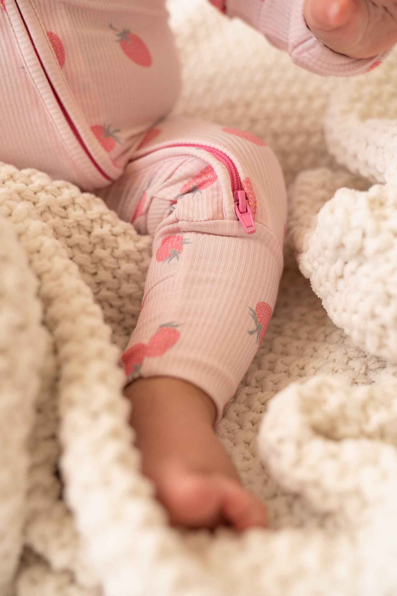 Strawberry Bamboo Zip Onesie - little nessi