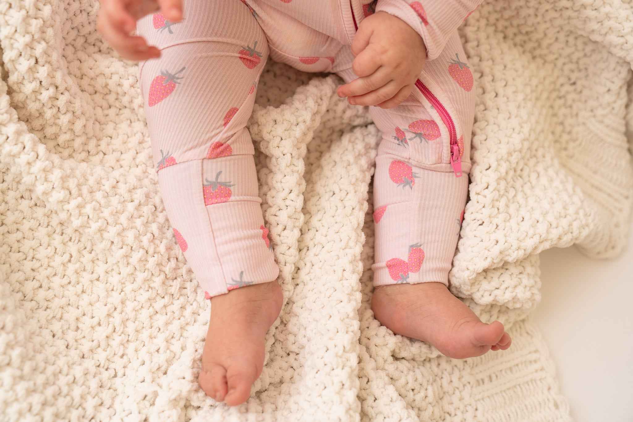 Strawberry Bamboo Zip Onesie - little nessi