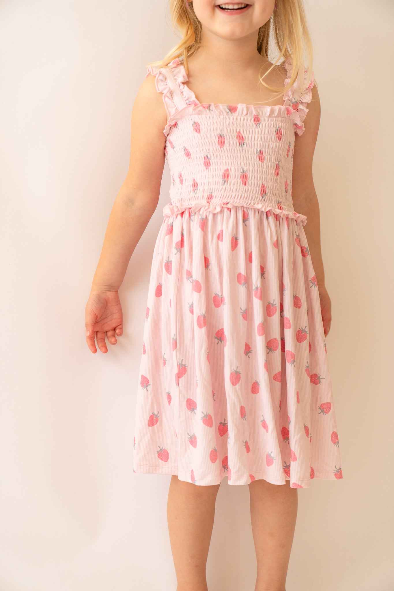 Strawberry Bamboo Twirl Dress - little nessi
