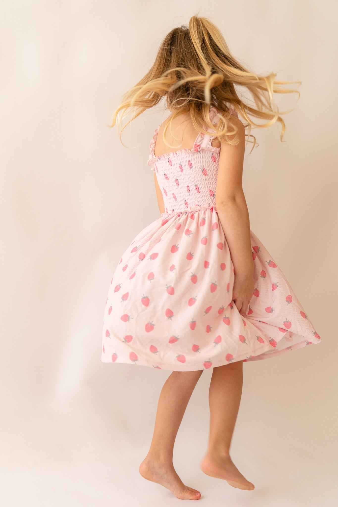 Strawberry Bamboo Twirl Dress - little nessi