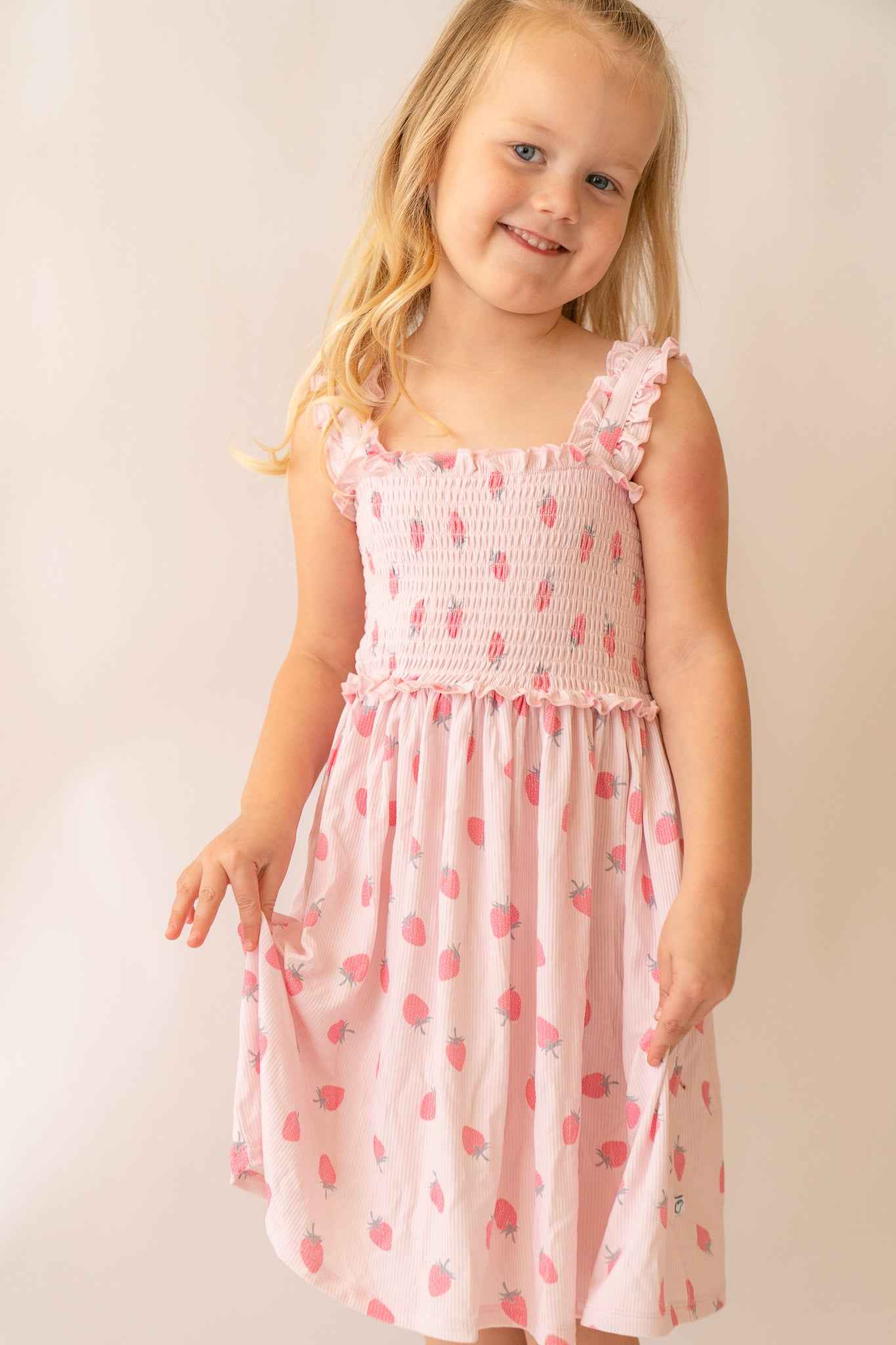 Strawberry Bamboo Twirl Dress - little nessi