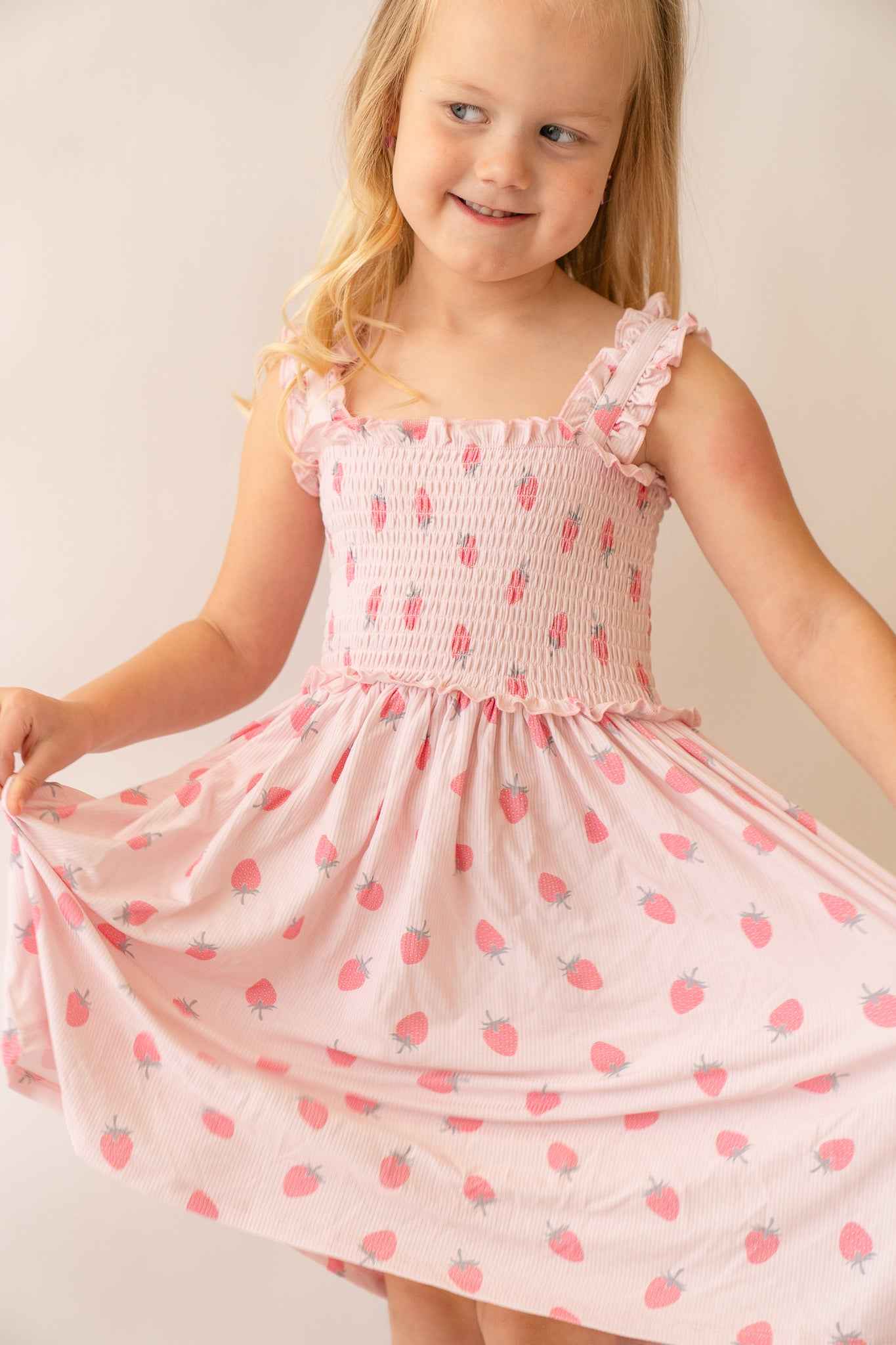 Strawberry Bamboo Twirl Dress - little nessi
