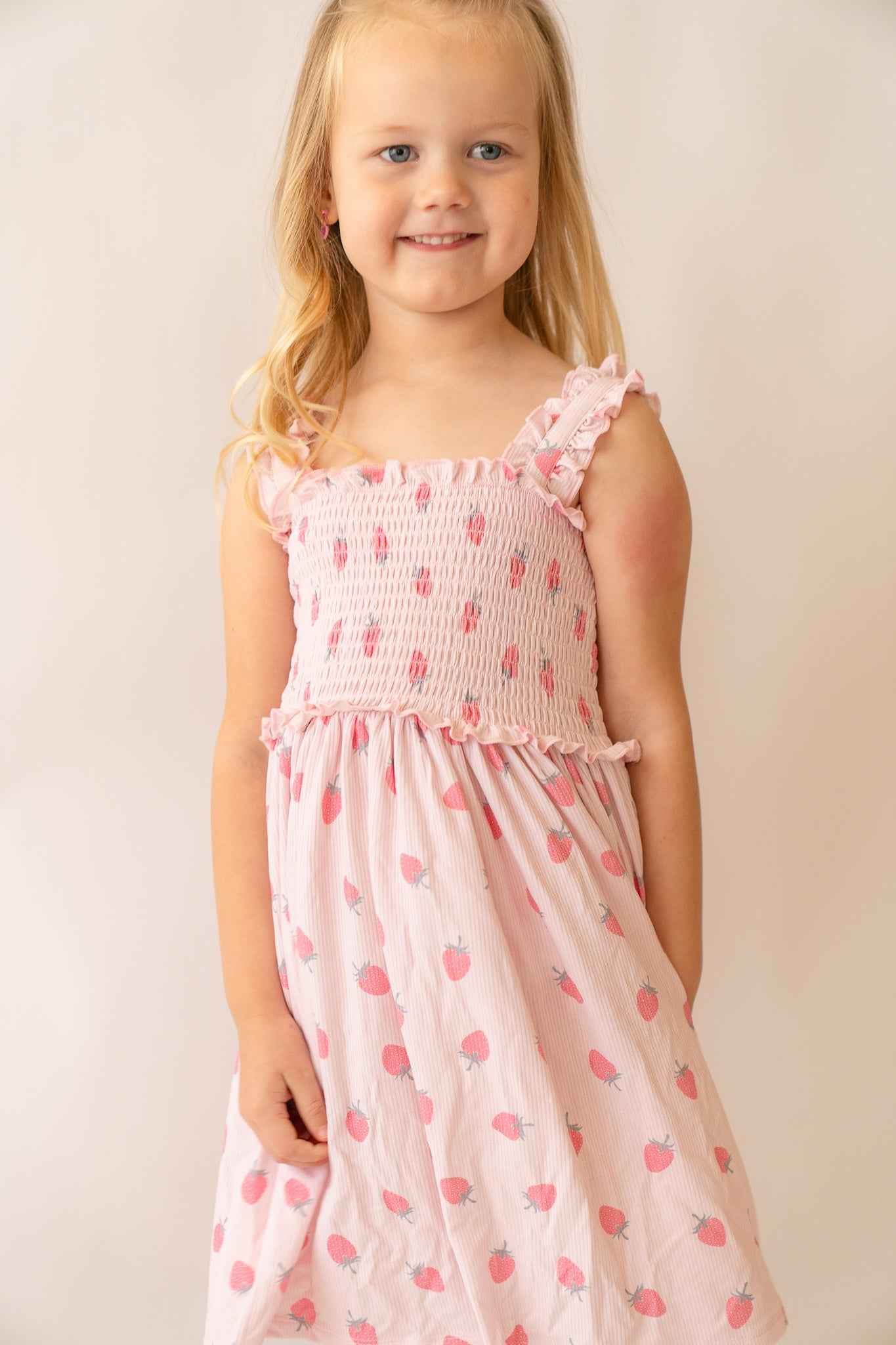 Strawberry Bamboo Twirl Dress - little nessi