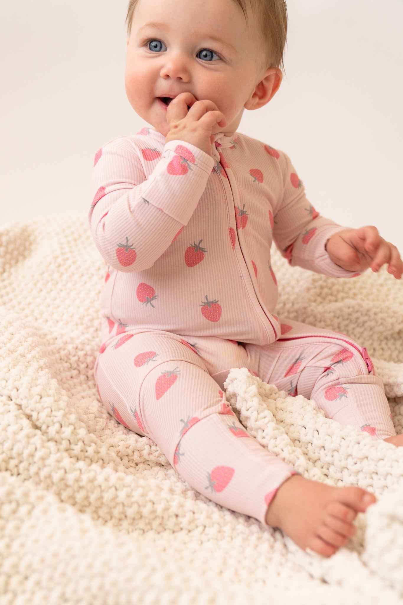 Strawberry Bamboo Zip Onesie - little nessi