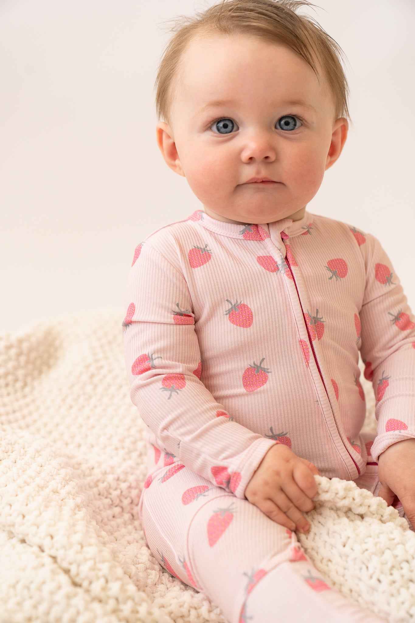 Strawberry Bamboo Zip Onesie - little nessi
