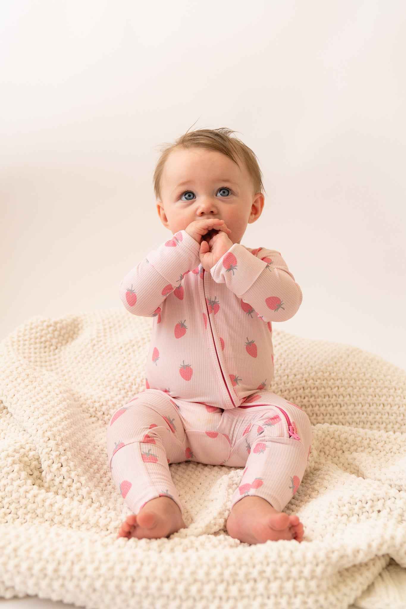 Strawberry Bamboo Zip Onesie - little nessi