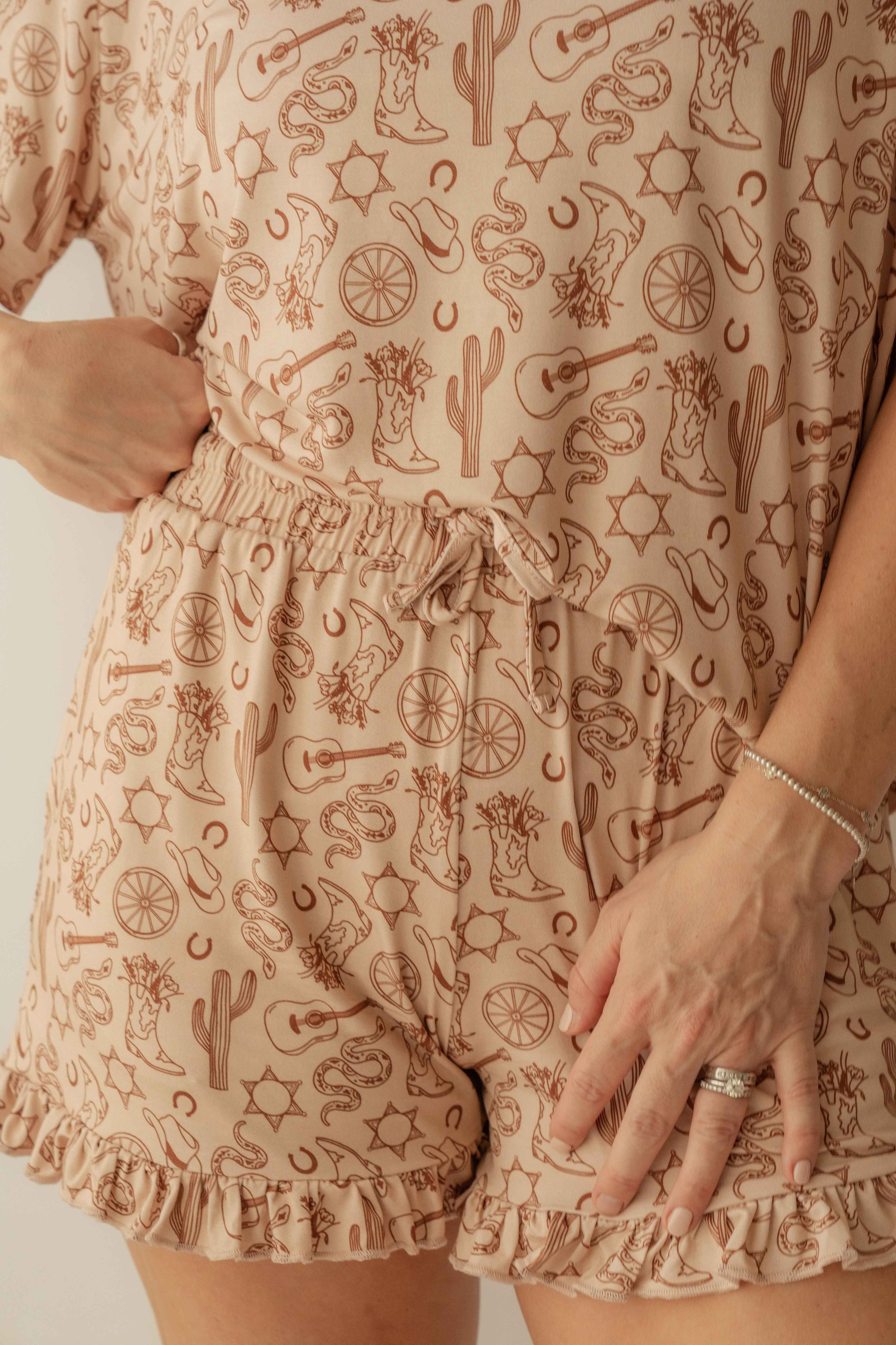 Giddy Up Women's Bamboo Ruffle PJ Short Set