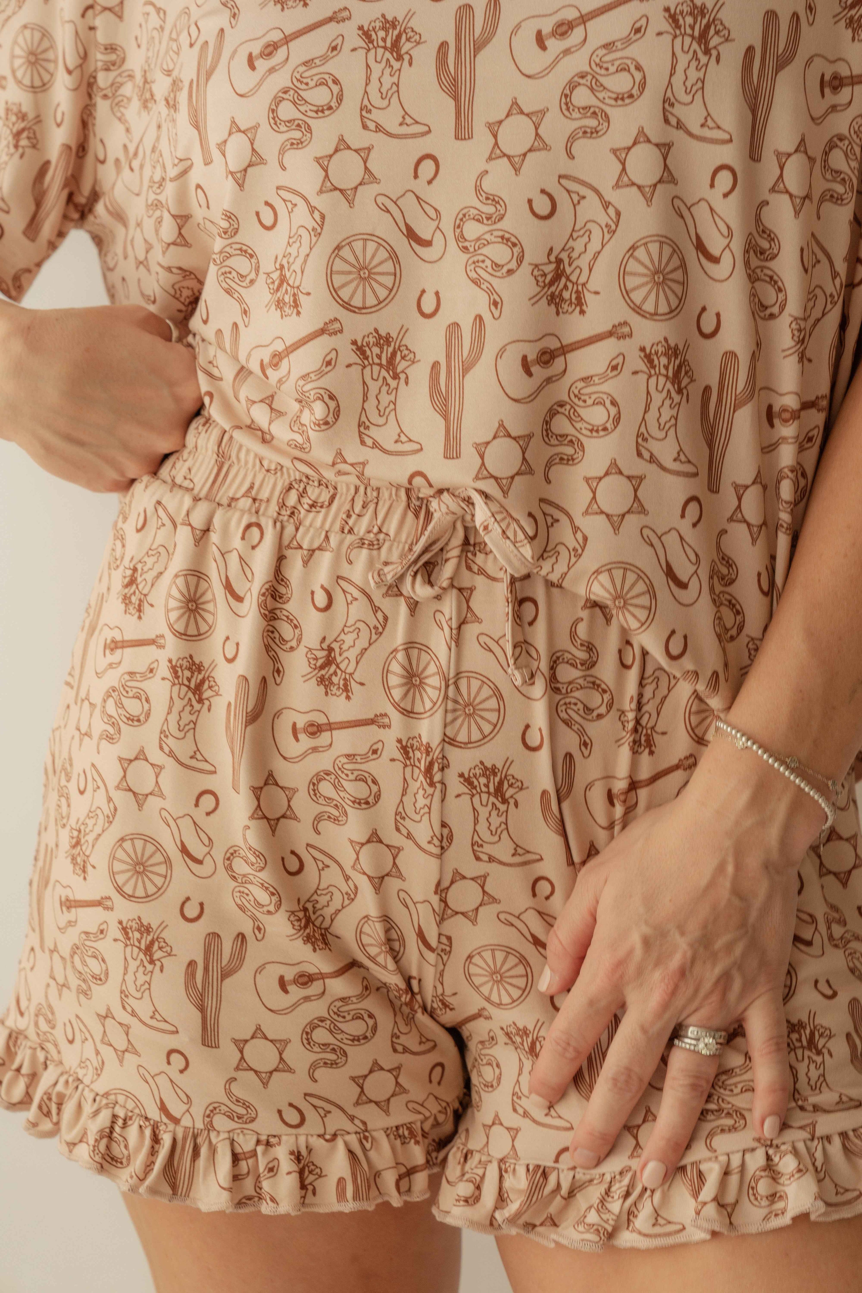 Giddy Up Women's Bamboo Ruffle PJ Short Set