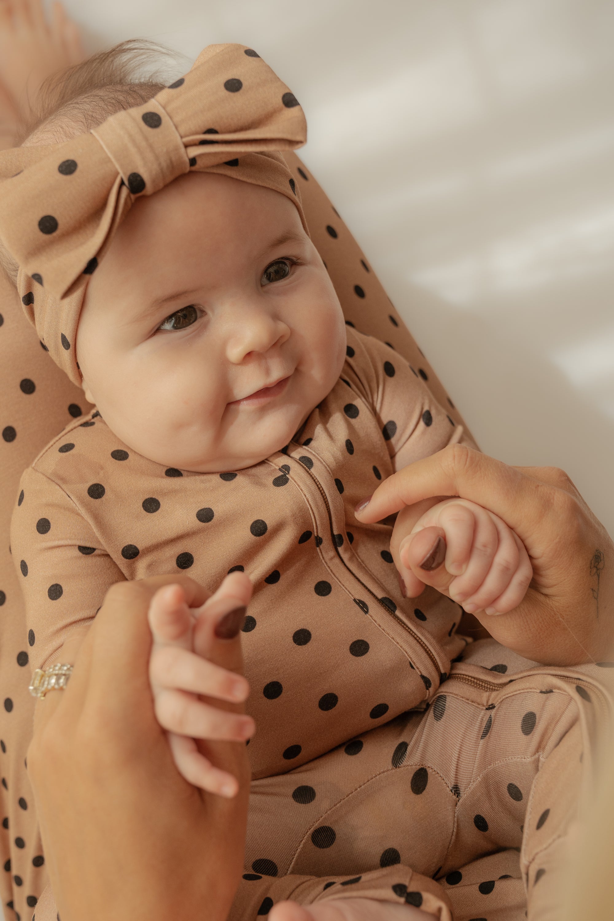 Cocoa Dots Bamboo Zip Onesie