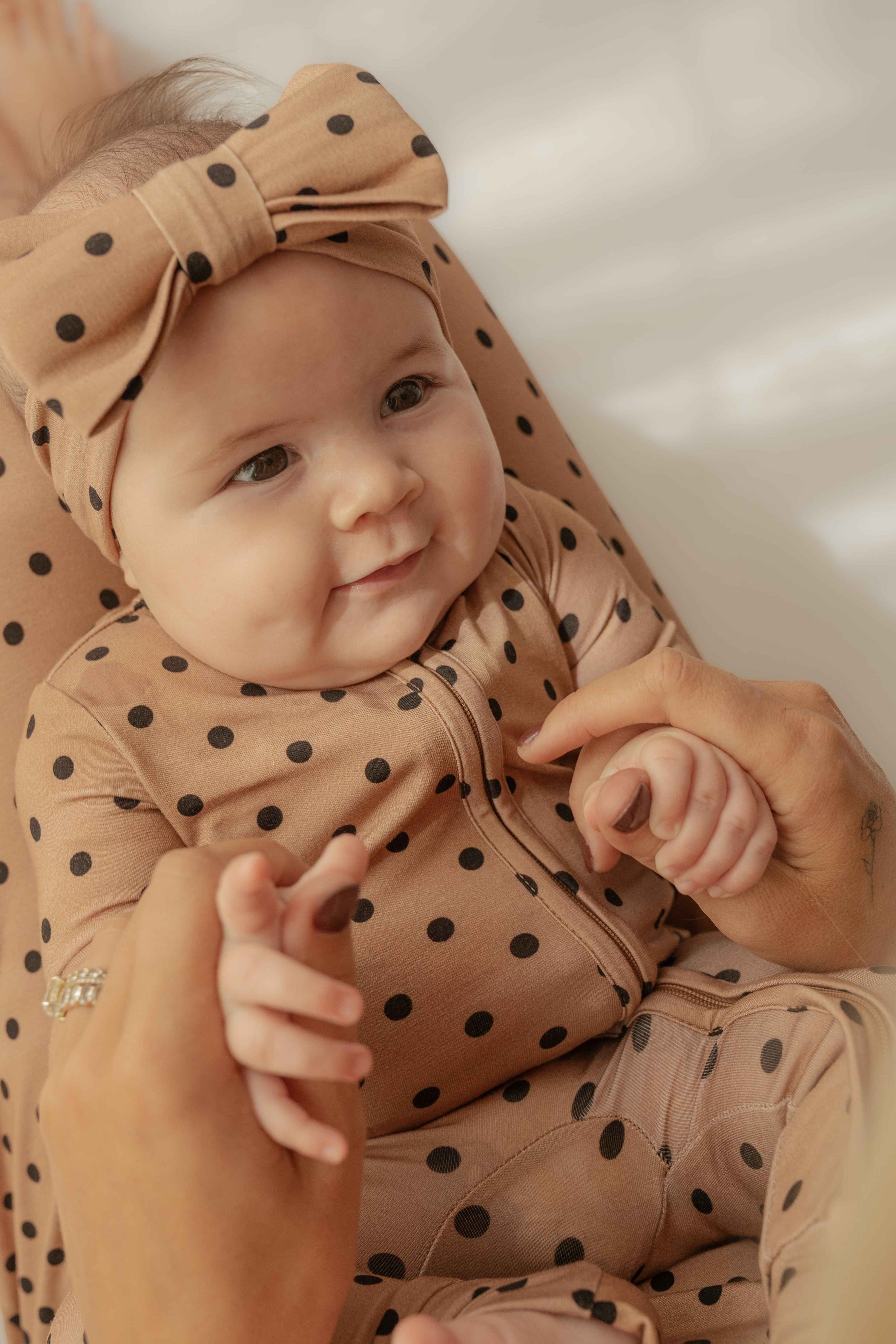 Cocoa Dots Bamboo Zip Onesie