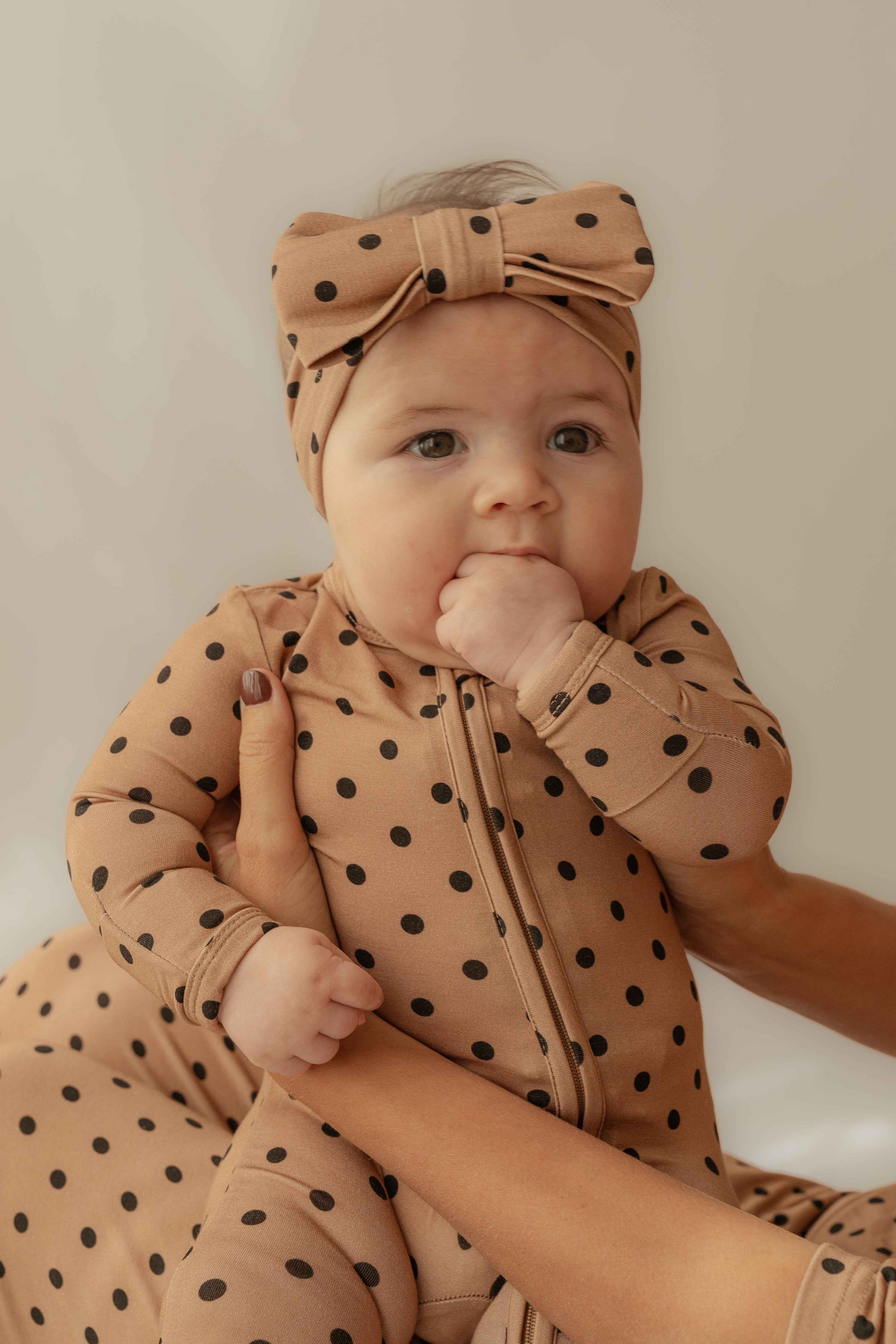 Cocoa Dots Bamboo Zip Onesie